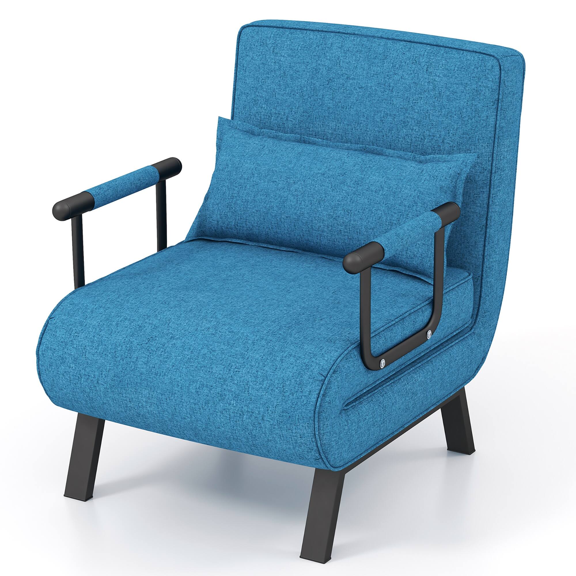 Alt View 3. Gymax - Gymax 5 Position Convertible Sofa Chair Folding Sleeper Bed w/ Pillow Blue - Blue.