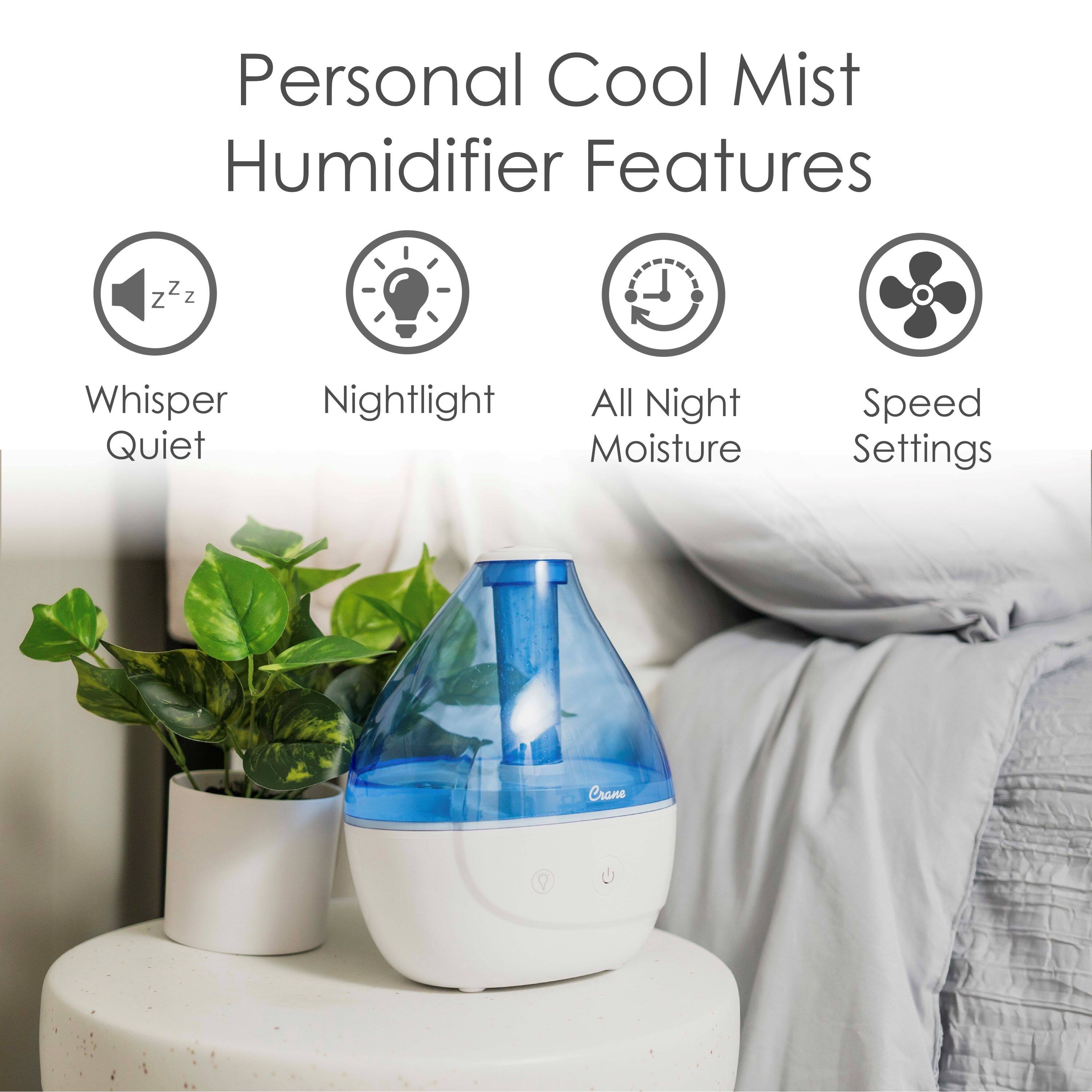 CRANE Personal Ultrasonic Cool Mist Humidifier Blue EE-5952