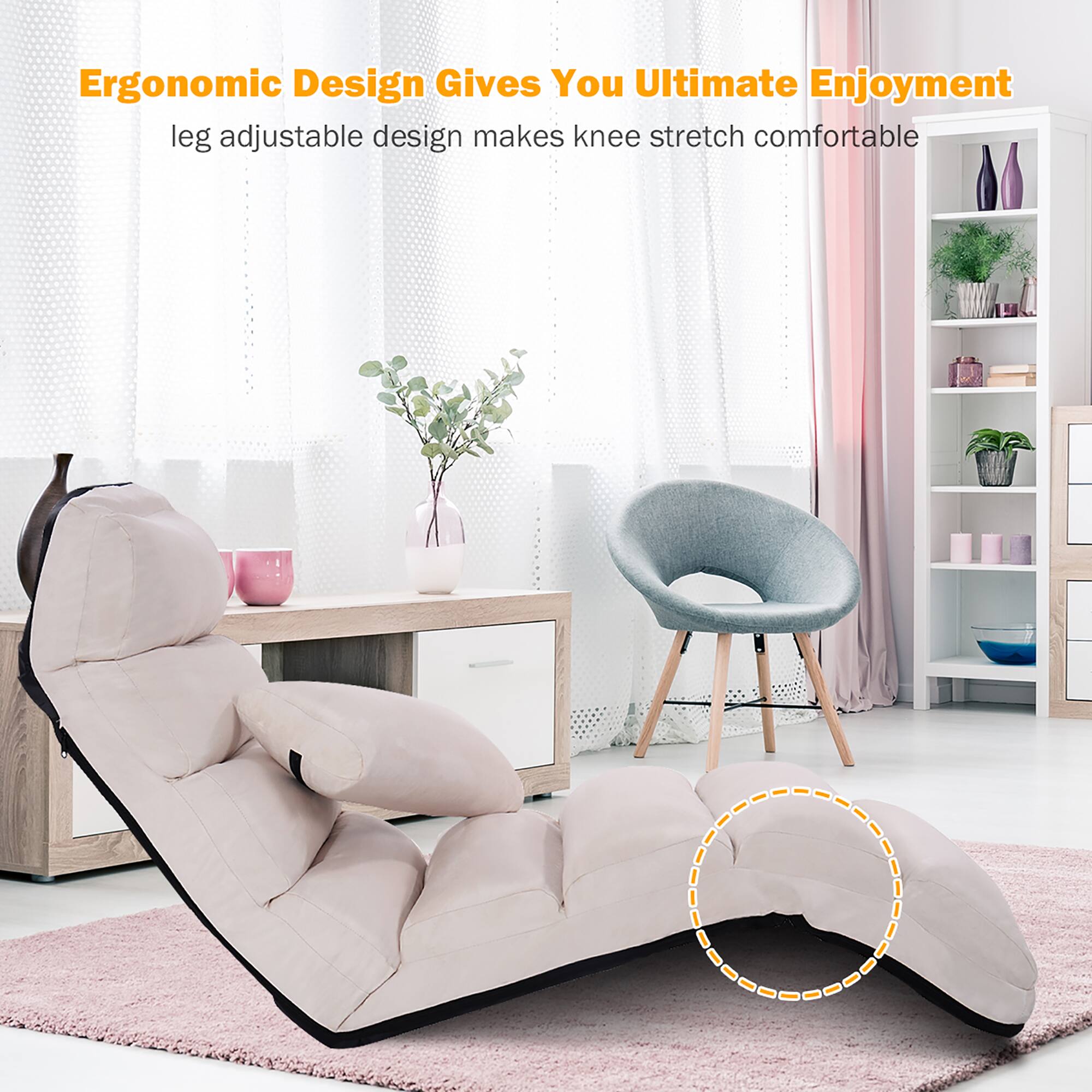 Ergonomic Design Gives You Ultimate Enjoyment  
leg adjustable design makes knee stretch comfortable