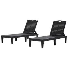 Ecooso - 2-Piece Outdoor Chaise Lounge Set with Adjustable Backrest - Black
