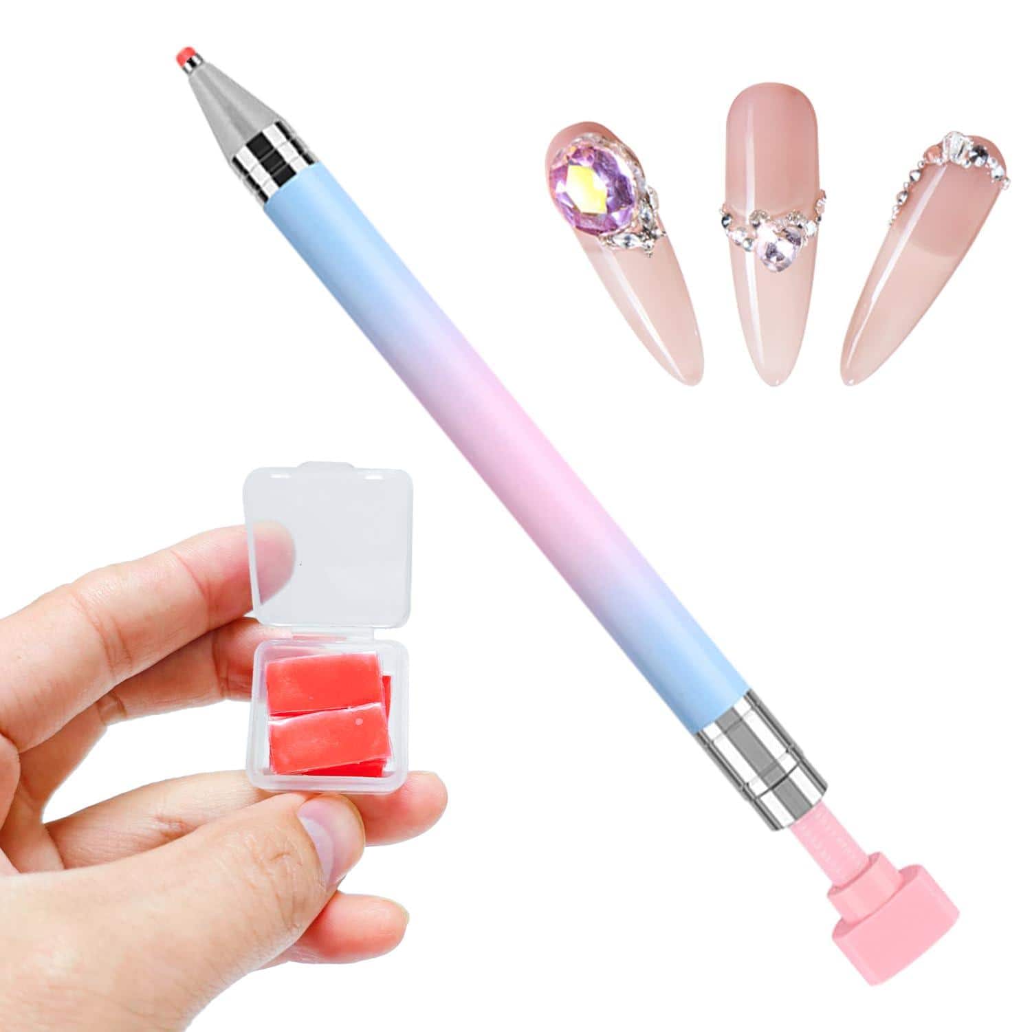 Paradigms Interiors - 1 Art Rhinestone Picker Pens With Box Spare Silicone Clay Tool Gradient Rotating Push Painting Dotting Pen Refillable...