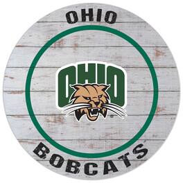 Jardine - Ohio Bobcats 20'' x 20'' Indoor/Outdoor Weathered Circle Sign - White