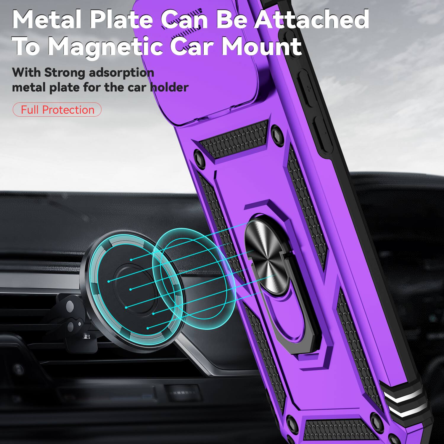 Metal Plate Can Be Attached To Magnetic Car Mount

With Strong adsorption metal plate for the car holder

Full Protection
