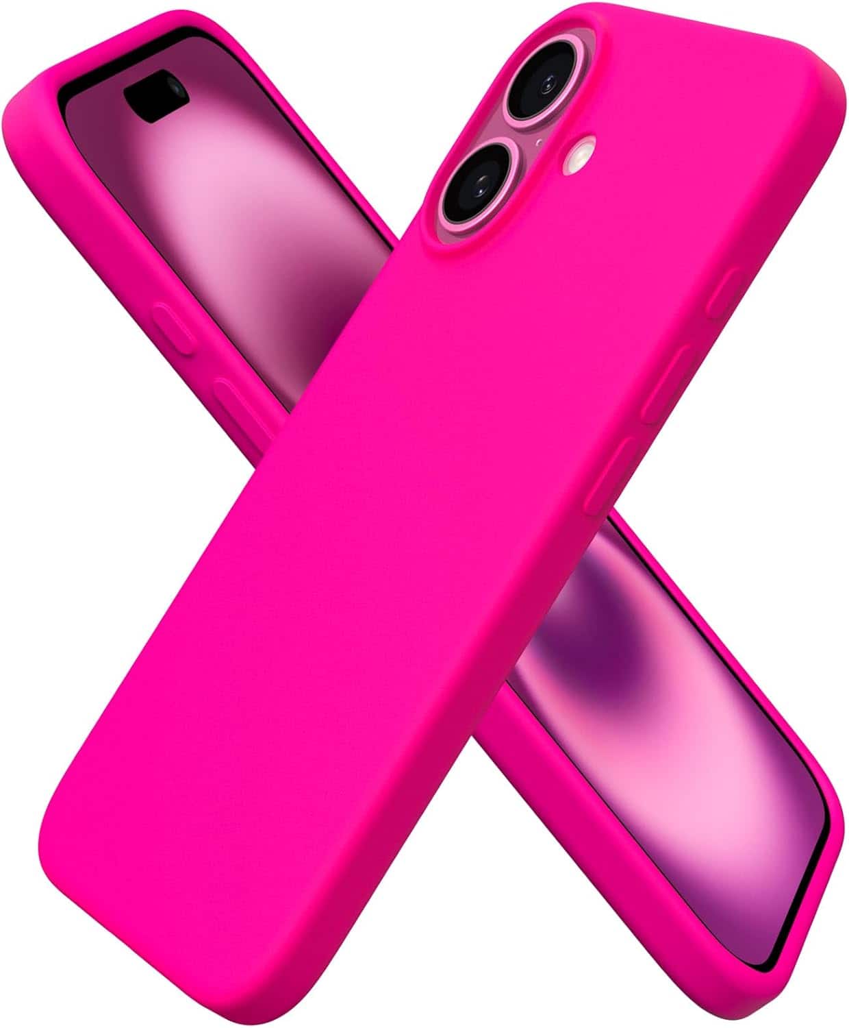 Front. Ornarto - ORNARTO Compatible with iPhone 16 Case 6.1", Liquid Silicone 3 Layers Full Covered Protective Cover-Hot Pink - Hot Pink.