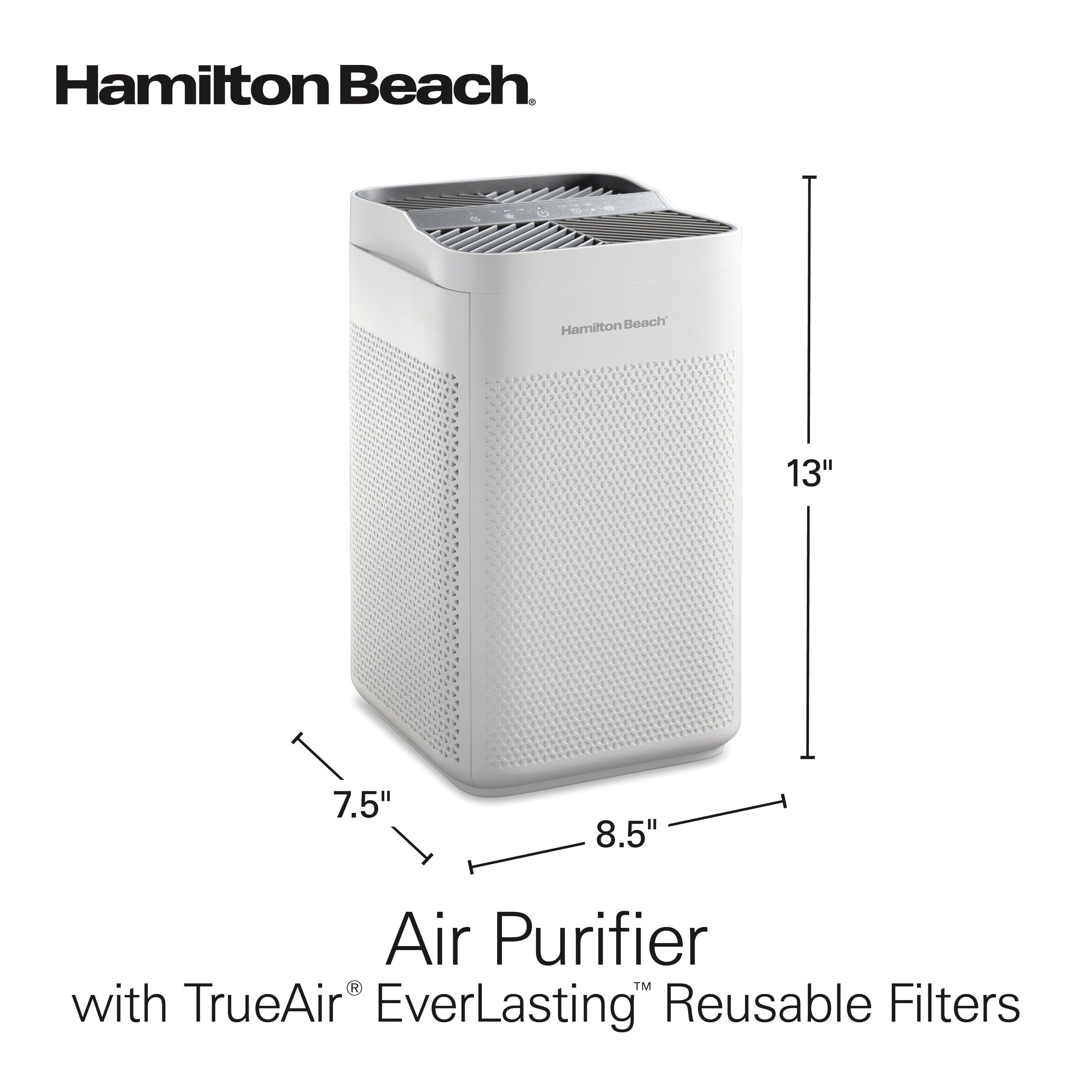 Hamilton Beach  
13"  
7.5"  
8.5"  
Air Purifier with TrueAir EverLasting Reusable Filters