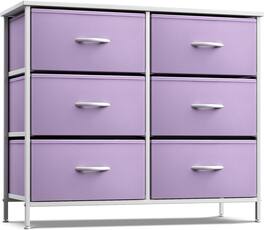 Sorbus - Dresser with 6 Drawers, Furniture Storage Tower Unit for Bedroom, Hallway, Closet Wood Top Fabric Drawers Chest - Purple