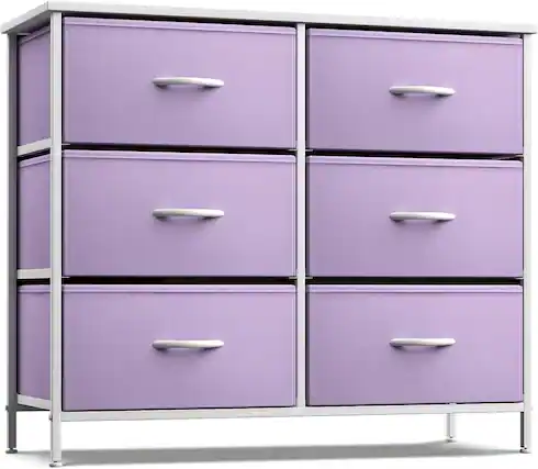 Front. Sorbus - Sorbus Dresser with 6 Drawers, Furniture Storage Tower Unit for Bedroom, Hallway, Closet Wood Top Fabric Drawers Chest - Purple.
