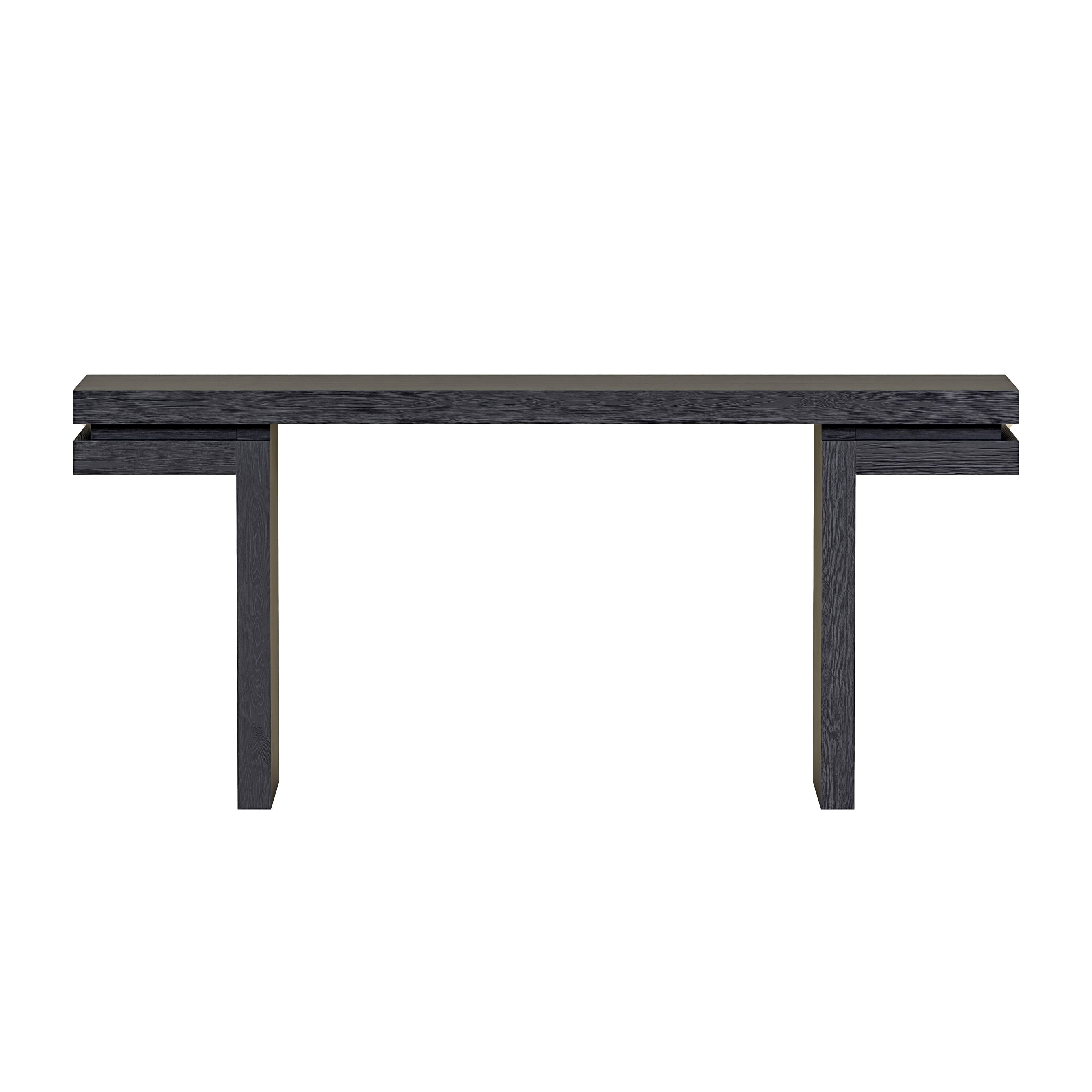 Alt View 2. Loheer - Loheer Console Table, 66 Inch Extra Wide Black Wood Veneer Sofa Table for Entryway Hallway Living Room Home Office - Black.