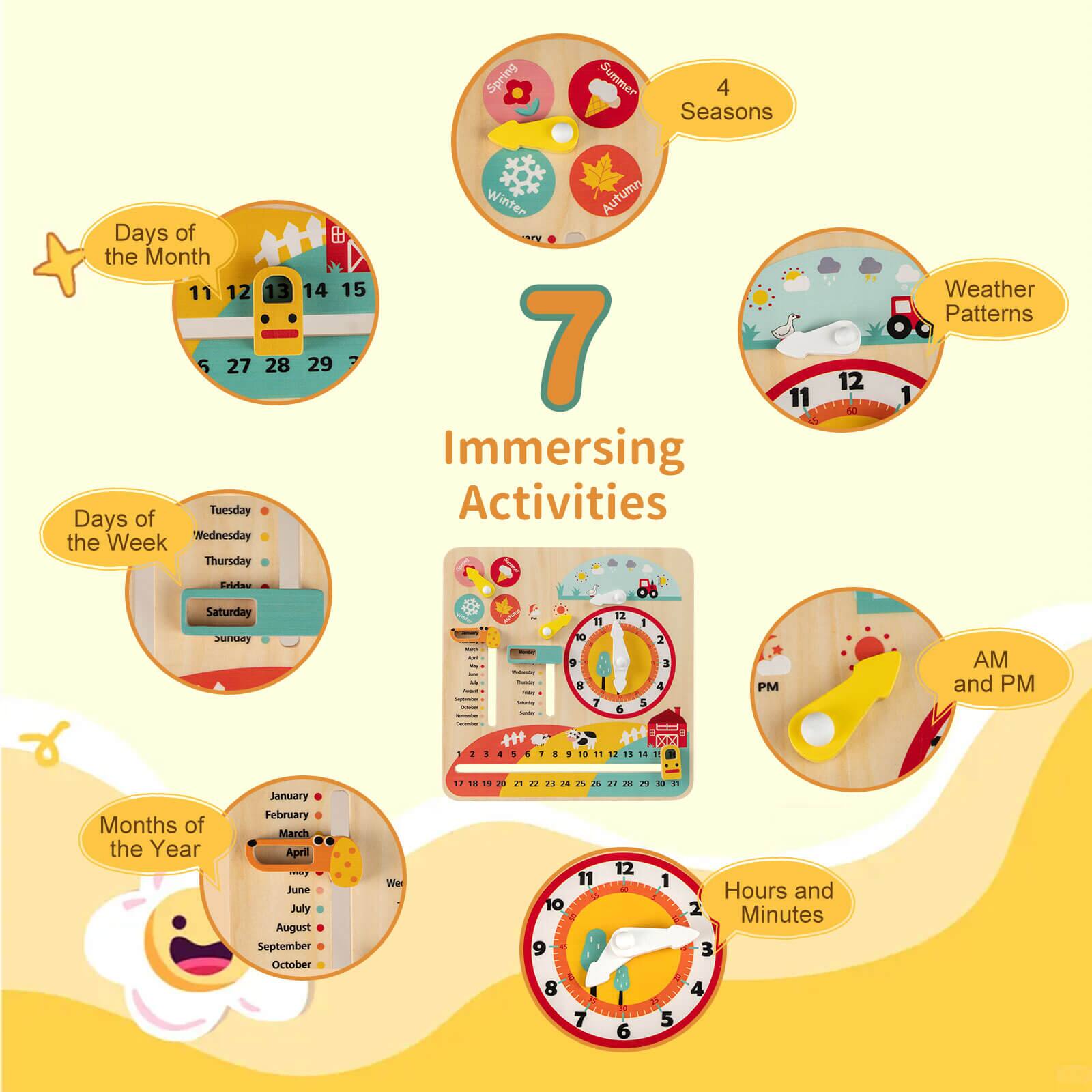 Spring Summer 4 Seasons Winter Autumn  
Days of the Month 11 12 13 14 15 27 28 29  
Days of the Week Tuesday Wednesday Thursday Friday Saturday Sunday  
Weather Patterns  
Months of the Year January February March April May June July August September October  
AM and PM  
Hours and Minutes