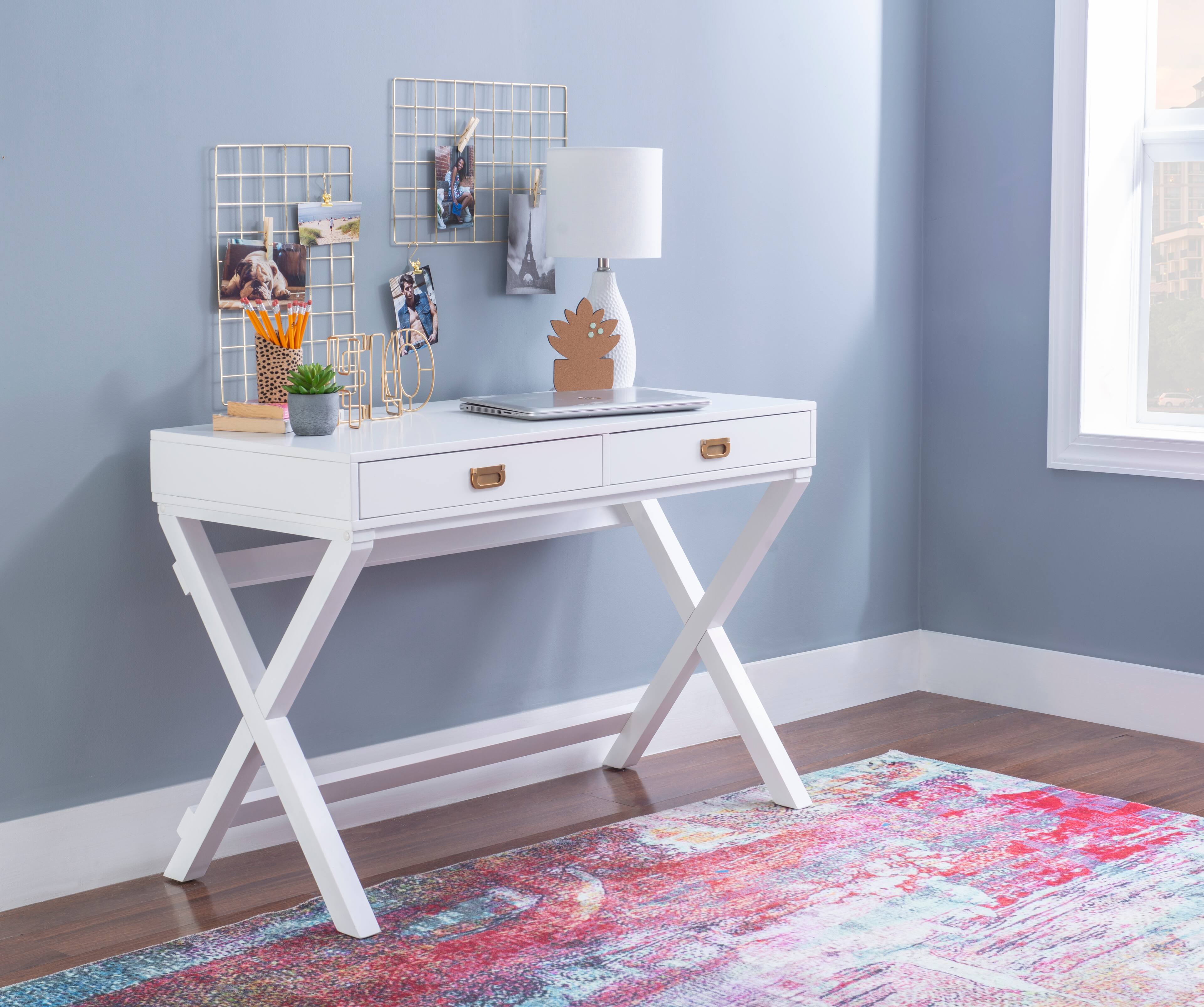 Alt View 18. Linon Home Décor - Penrose Two-Drawer Campaign-Style Writing Desk - White.