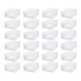 Sterilite - 16 Quart Clear Plastic Stacking Storage Drawer Container Box, 24 Pack