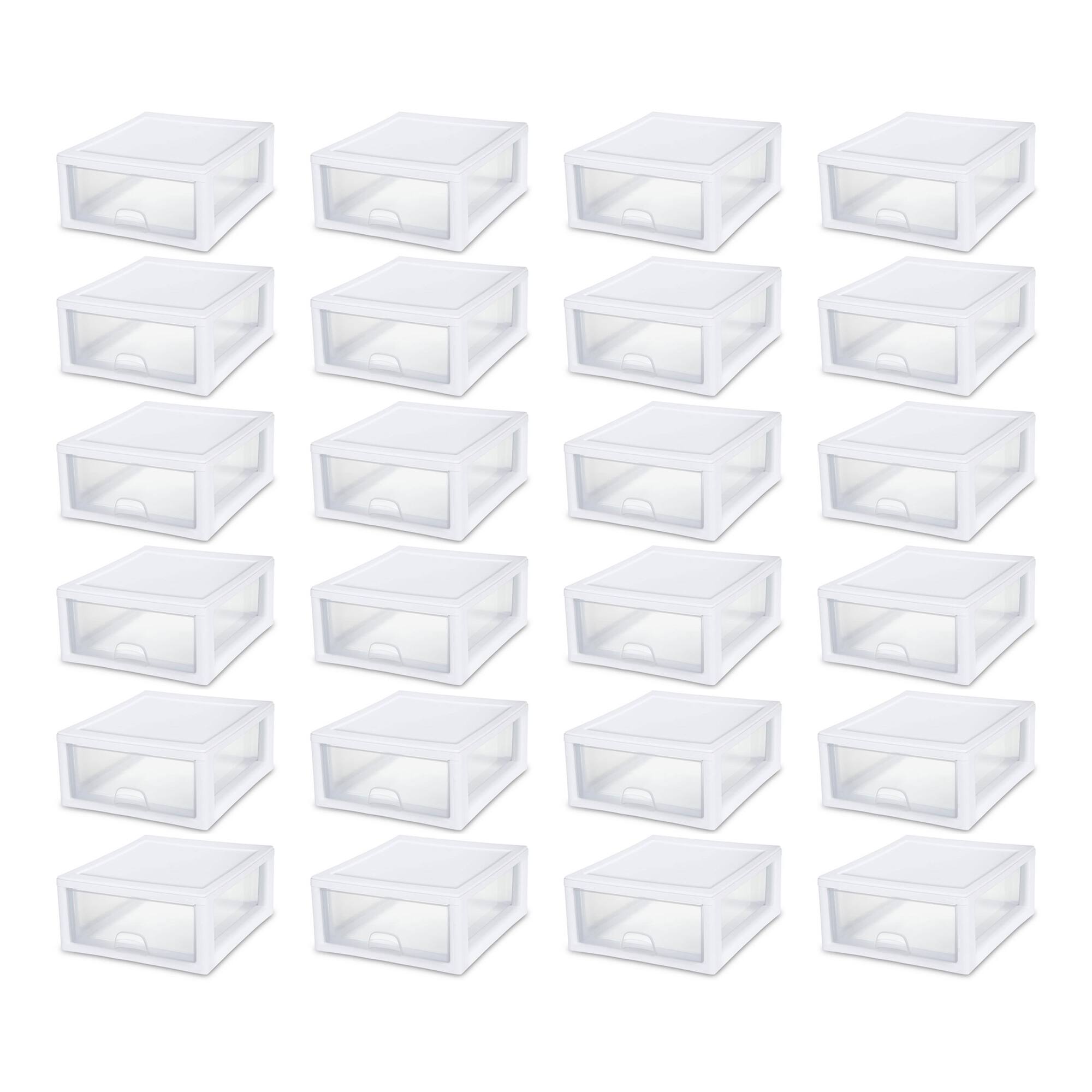 Front. Sterilite - Sterilite 16 Quart Clear Plastic Stacking Storage Drawer Container Box, 24 Pack.