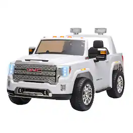 Aosom - 12V GMC Sierra HD Battery Kids Ride On Car with Remote Control, Bright Headlights, & Working Suspension, White