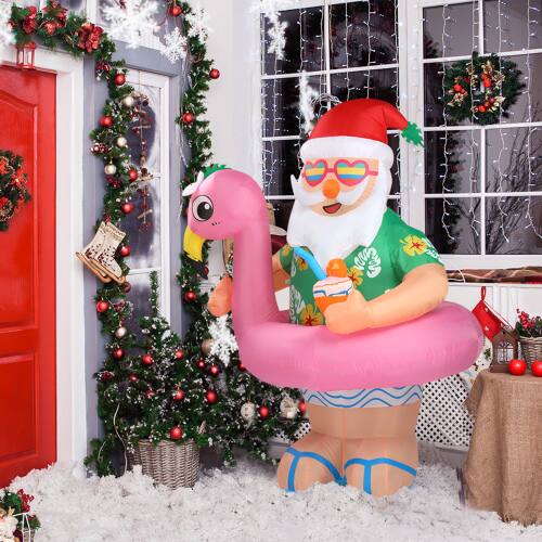 Alt View 8. Winado - 6FT Christmas Inflatable Hawaii Santa Claus with Built-in LED Lights Blow Up for Indoor Yard Party Holiday Decorations - Multicolor.