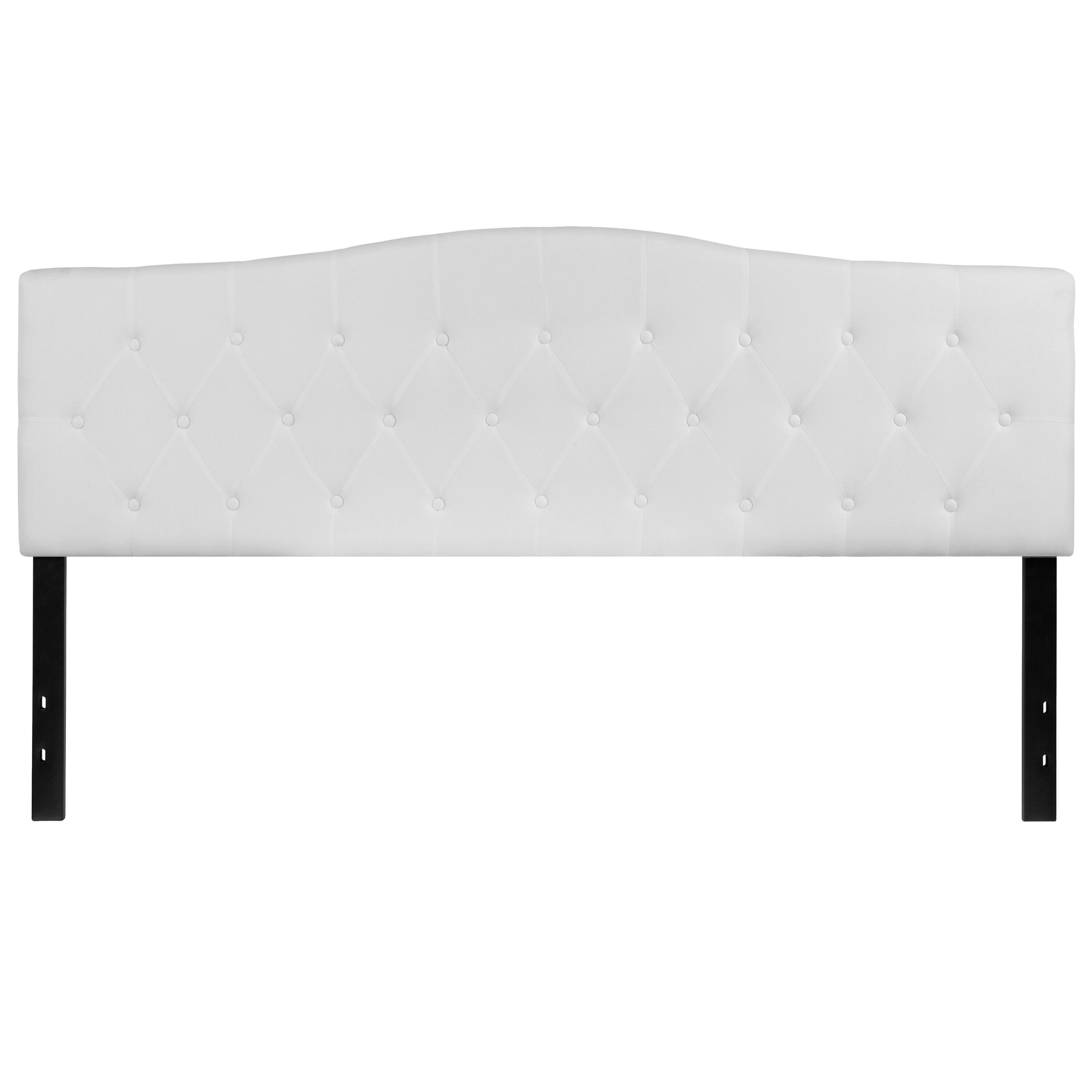 Alt View 4. Emma + Oliver - Arched Button Tufted Upholstered Headboard - White.