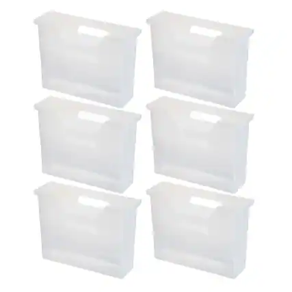 Front. IRIS USA - IRIS USA Portable Letter Size Desktop File Box with Open Lid, Side Handles, Hanging File Folders.