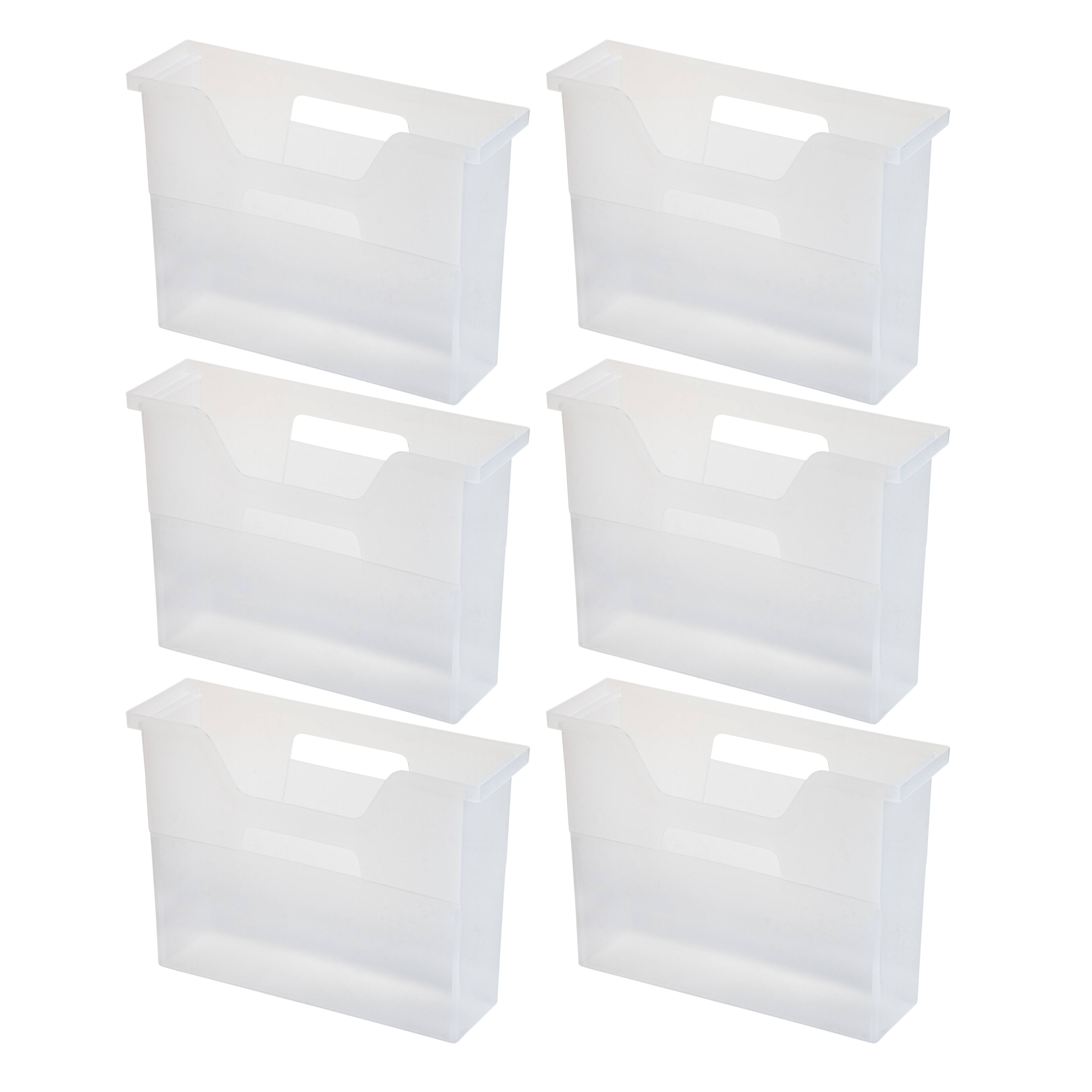 Front. IRIS USA - IRIS USA Portable Letter Size Desktop File Box with Open Lid, Side Handles, Hanging File Folders.