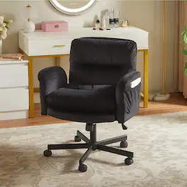 Bestier - Ergonomic Criss Cross Office Chair, Adjustable Armrest Vanity Chair with Wheels, Ergonomic Chair for Home Office Bedroom - Black