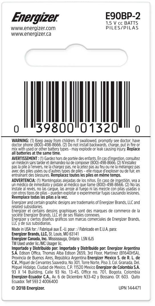 Alt View 1. Energizer - N Batteries (2 Pack), 1.5V Alkaline Small Batteries - Silver.