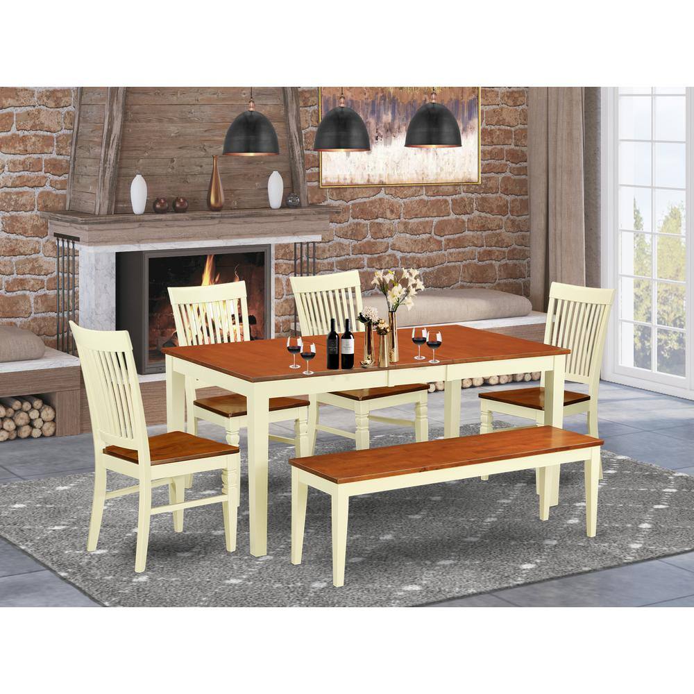 Back. East West Furniture - Dining Room Set Buttermilk & Cherry - Brown.