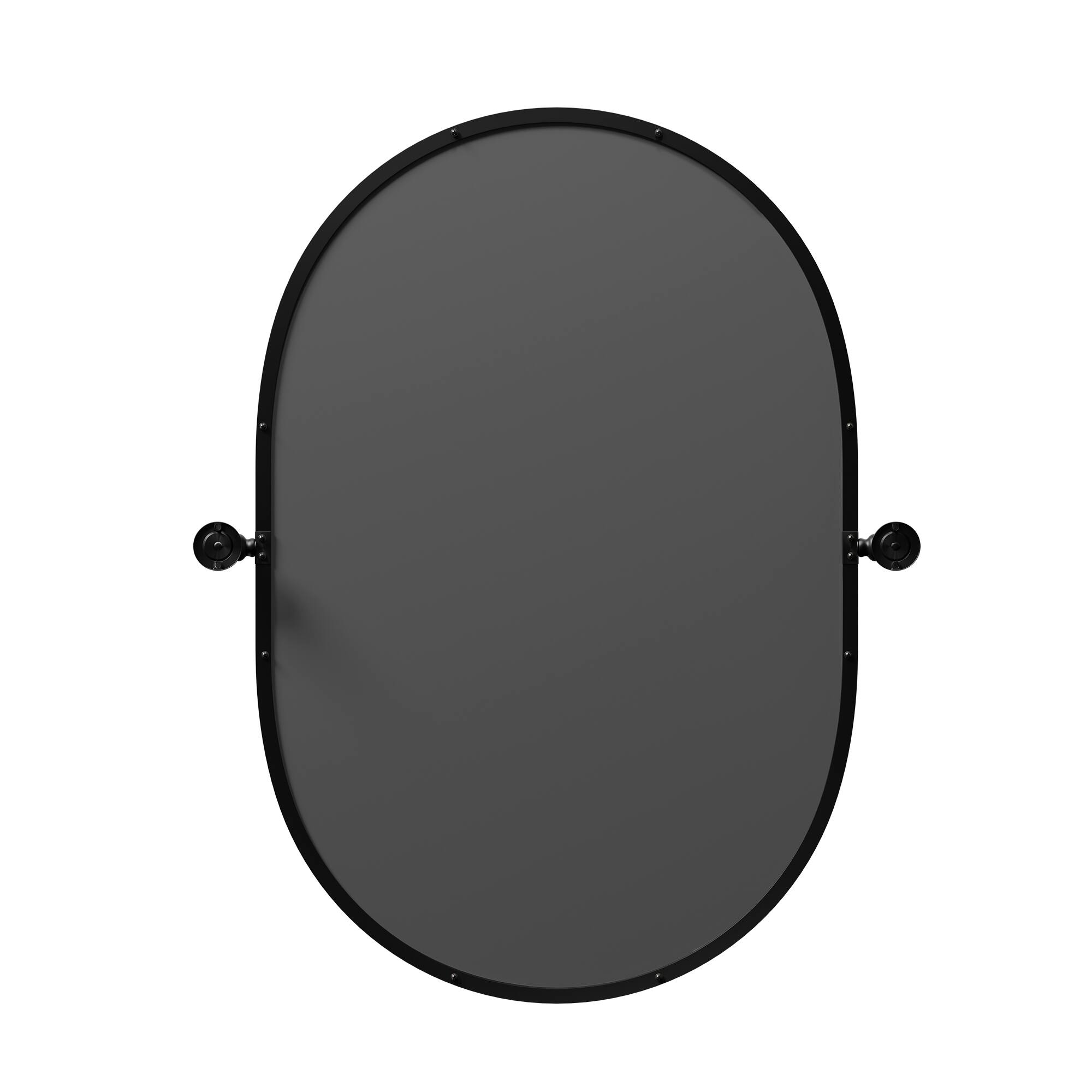 Alt View 5. Lirago - Black Wrought Iron Oval Swivel Mirror 1.56" D x 23" W x 32" H - Black.