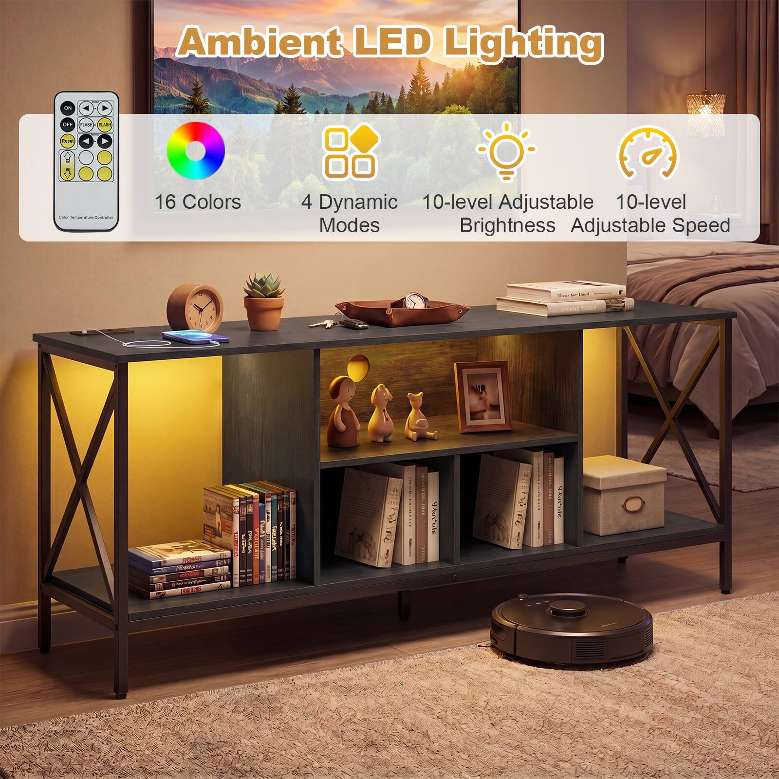 Ambient LED Lighting

- 16 Colors
- 4 Dynamic Modes
- 10-level Adjustable Brightness
- 10-level Adjustable Speed