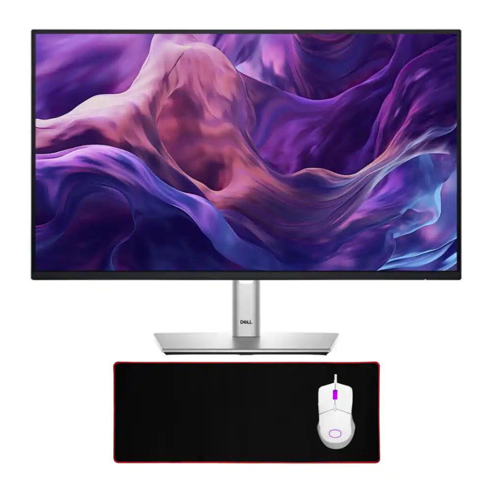 Front. Dell - Dell P2425H 24-in. FHD LED Monitor 16:9 with Gaming Mouse and Extended Mouse Pad - Black/Silver.