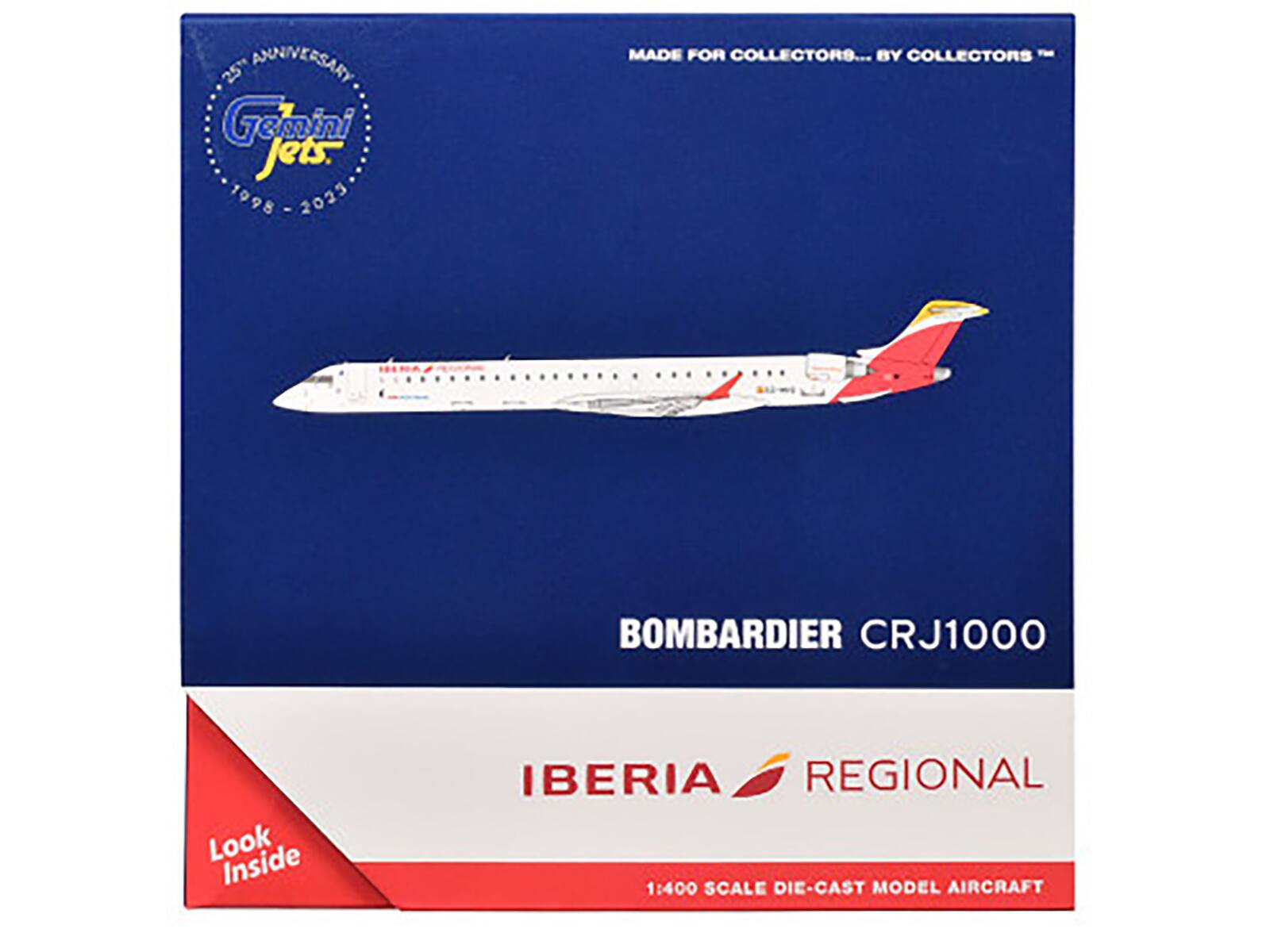 25th ANNIVERSARY Gemini jets. 1998 - 2023 MADE FOR COLLECTORS... BY COLLECTORS - BOMBARDIER CRJ1000 Look Inside IBERIA REGIONAL 1:400 SCALE DIE-CAST MODEL AIRCRAFT