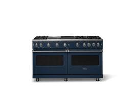 Viking - 60 in. Wide 6 Burner Pro 5 Series 8.0 Cu. Ft. Freestanding Sealed Burner LP Gas Convection Range w. Griddle - Slate Blue - Slate Blue