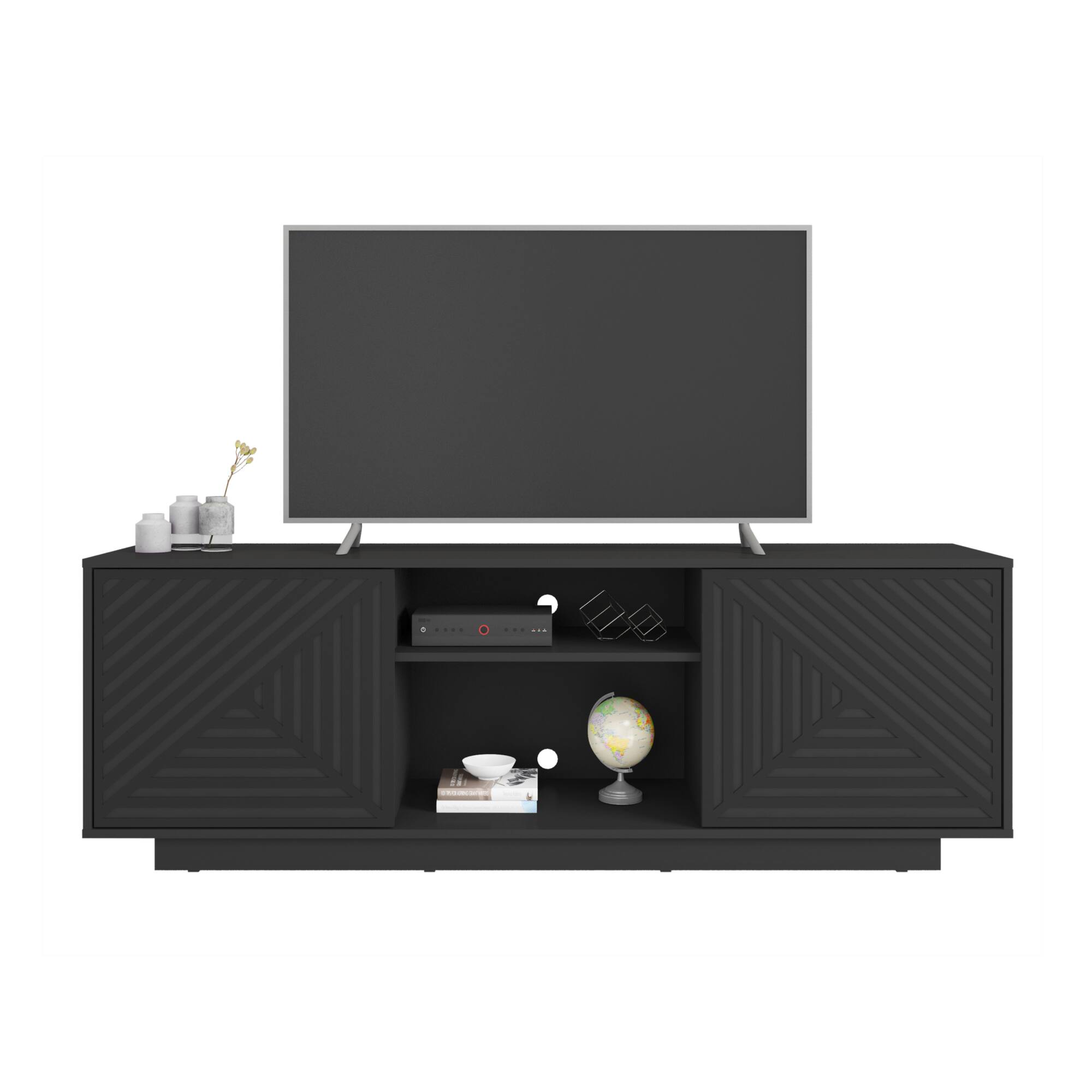 Alt View 5. GOODSILO - Modern TV Stand with Hidden Storage and Open Shelving for Screens Up to 70 Inches - Black.