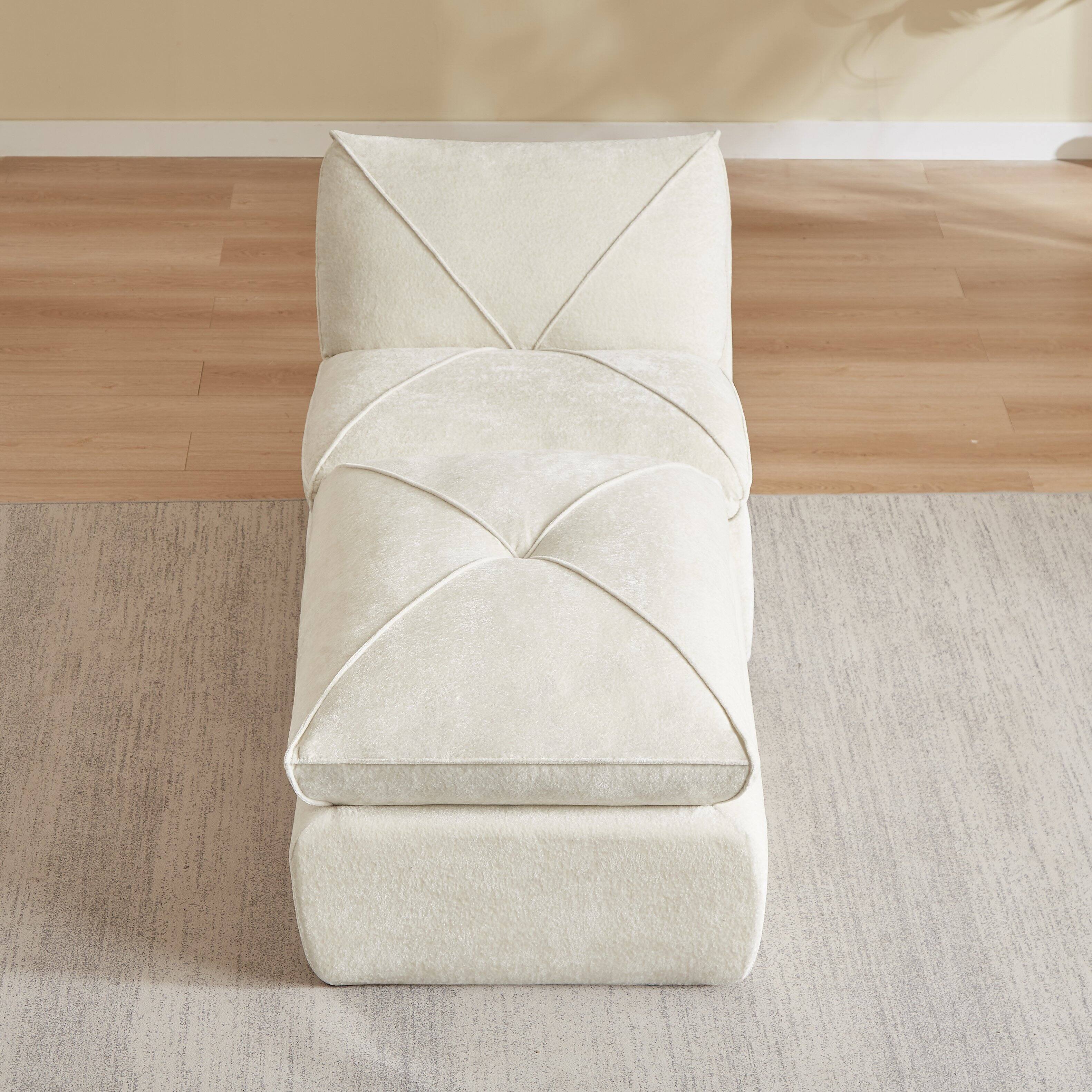 Alt View 1. Loheer - Loheer- 2.8x3.4x2.7 ft Modern Minimalist Chenille Sectional Sofa with Ottoman for Apartment Living Room - Beige.