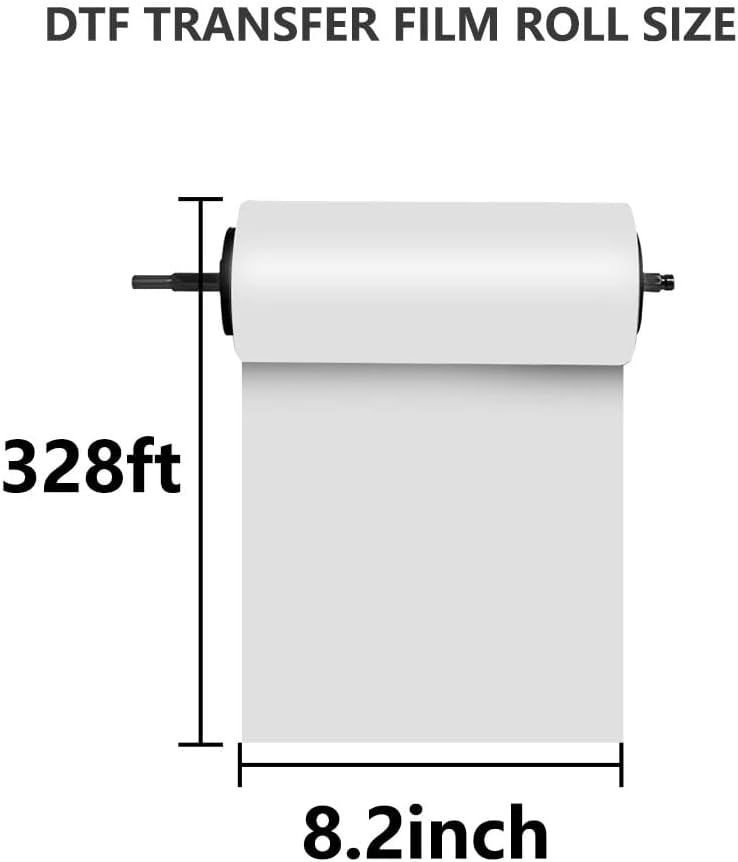 DTF Transfer Film Roll Size  
328ft x 8.2inch