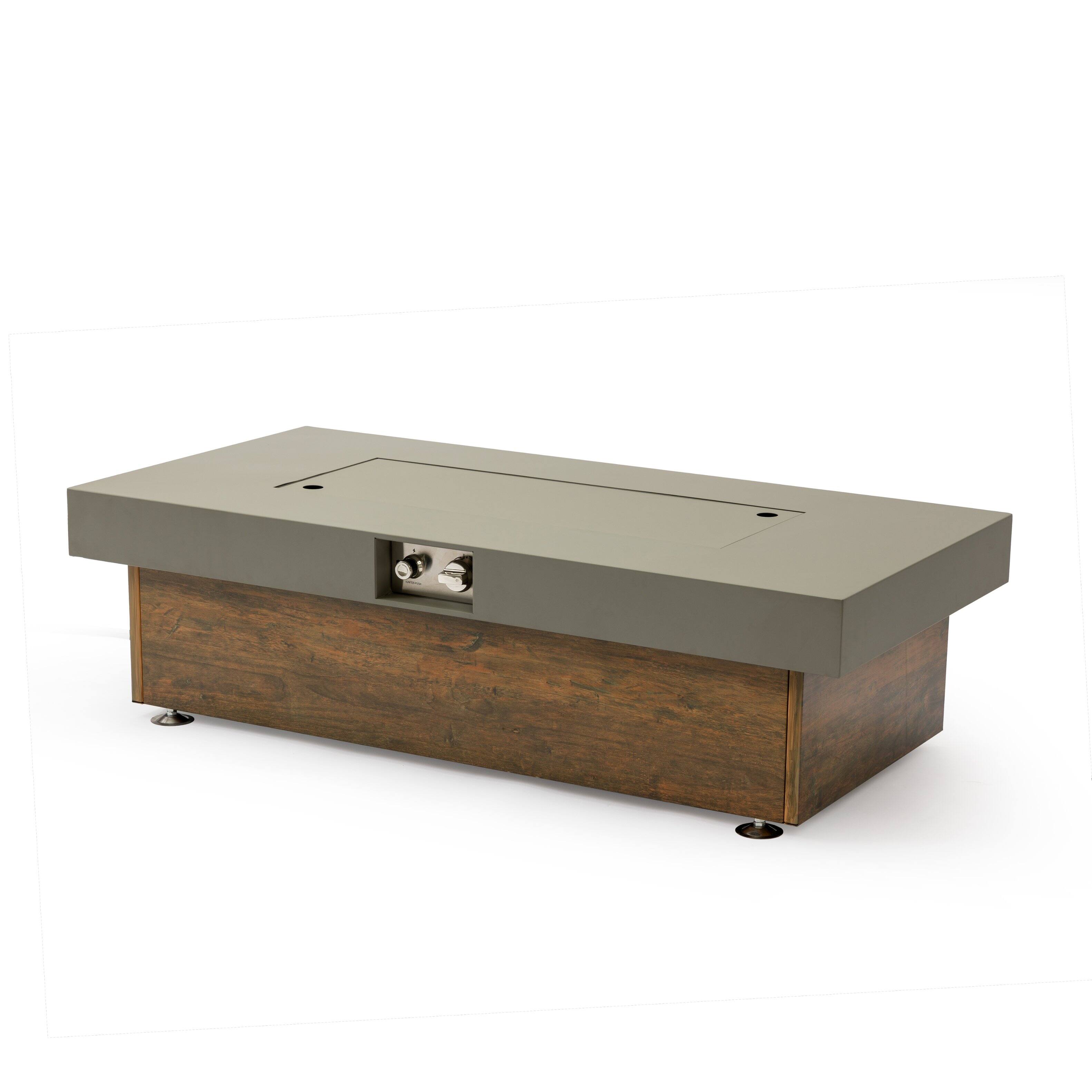 Left. Dexmalle - Dexmalle-48Inch Iron Fire Pit Table with Wood Grain-Gray.
