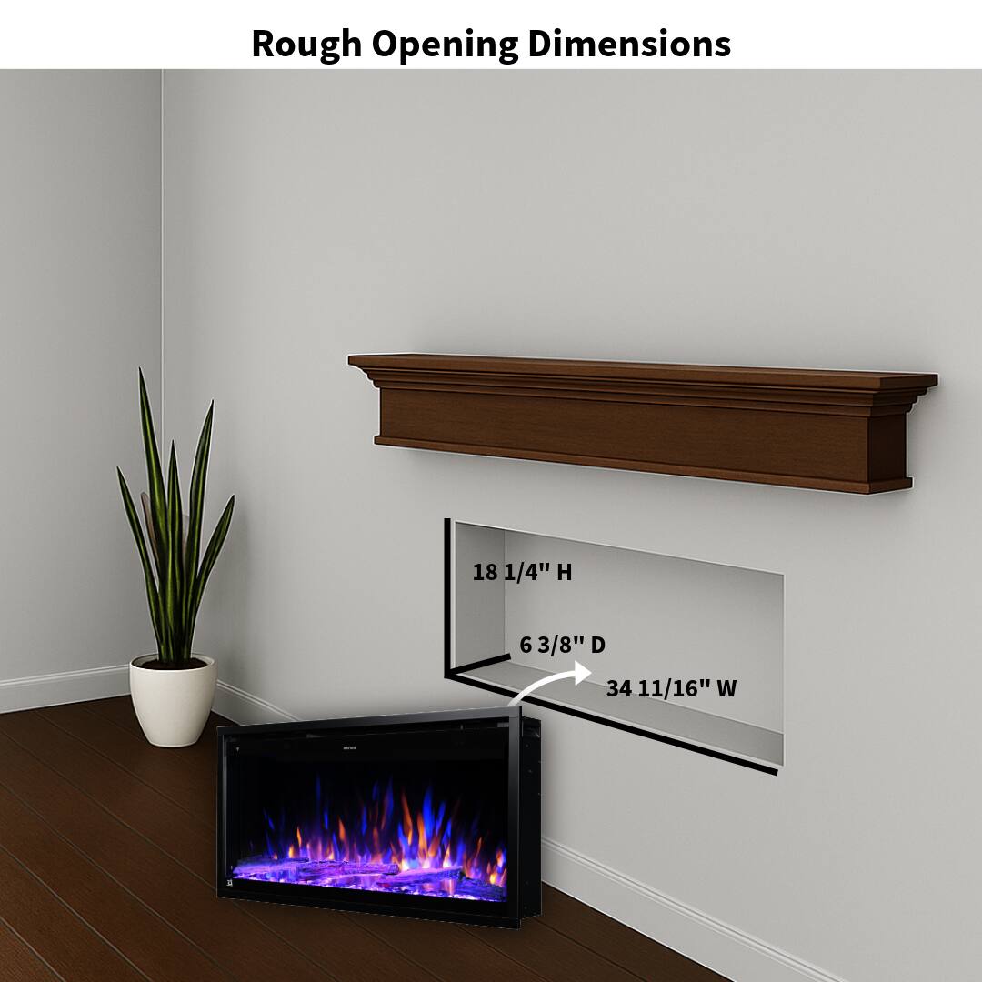 Rough Opening Dimensions
18 1/4" H
6 3/8" D
34 11/16" W