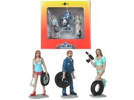 Michelle, Meg and Gary Tire Brigade 3 piece Figurine Set 1/24 by Motorhead Miniatures - Multicolor