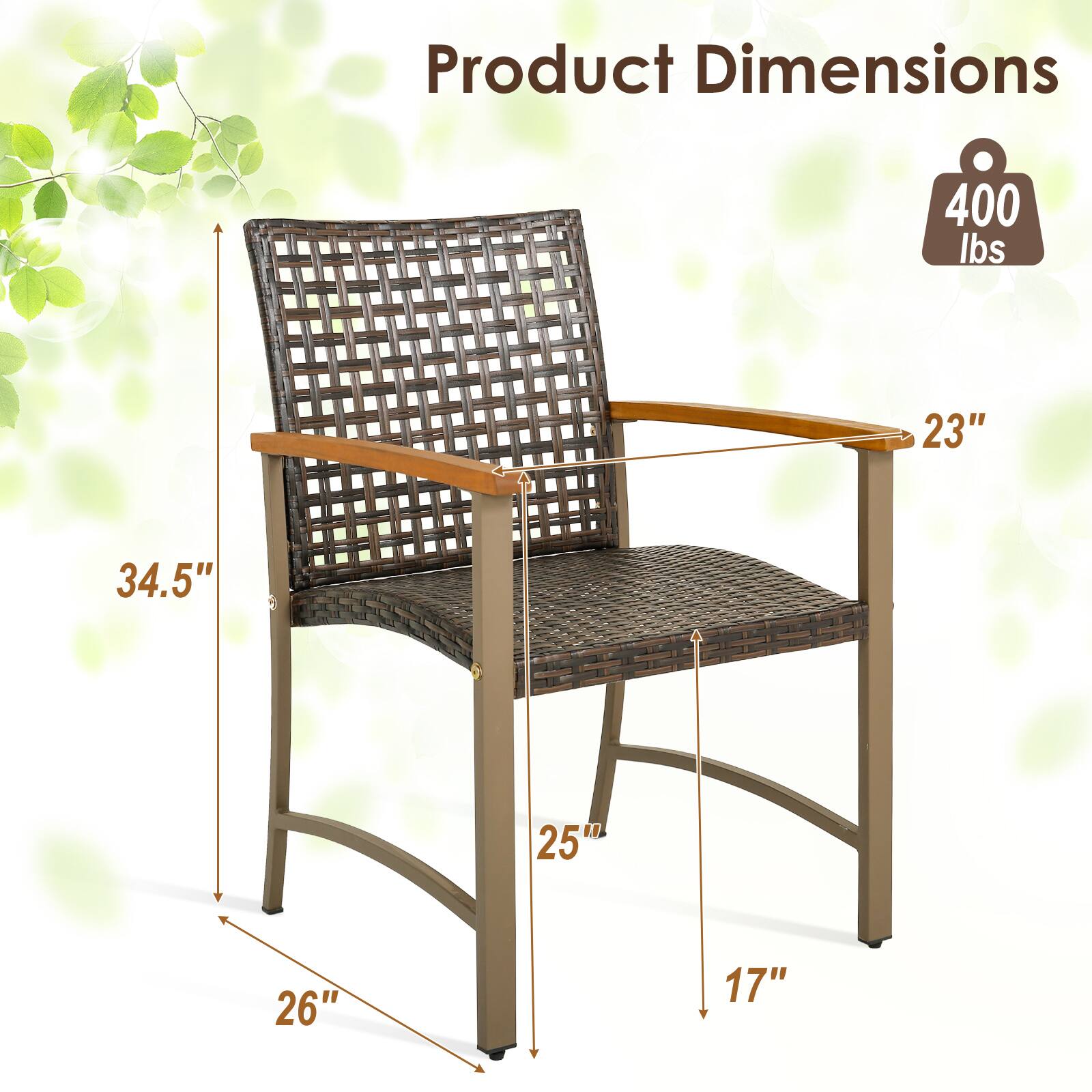 Product Dimensions  
400 lbs  
23"  
34.5"  
25"  
26"  
17"