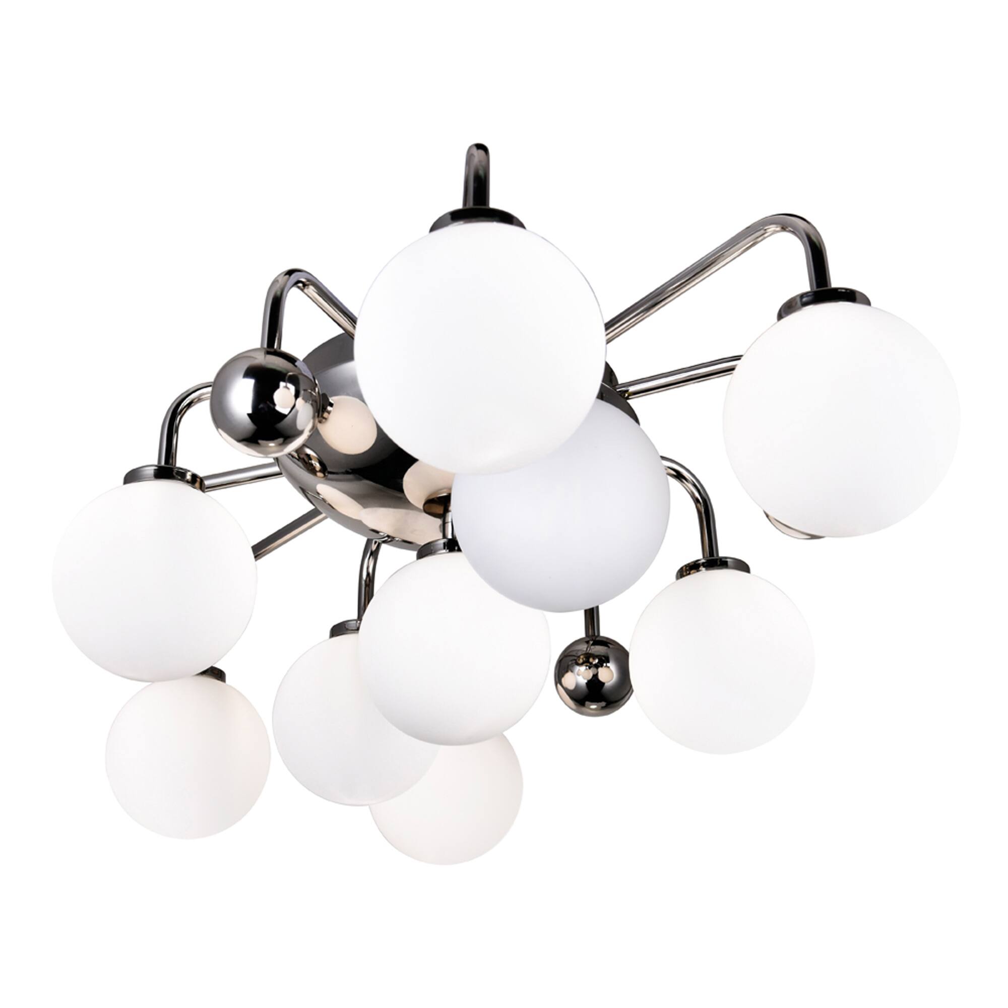 Alt View 2. CWI Lighting - Element 9 Light Flush Mount With Polished Nickel Finish - Polished Nickel.