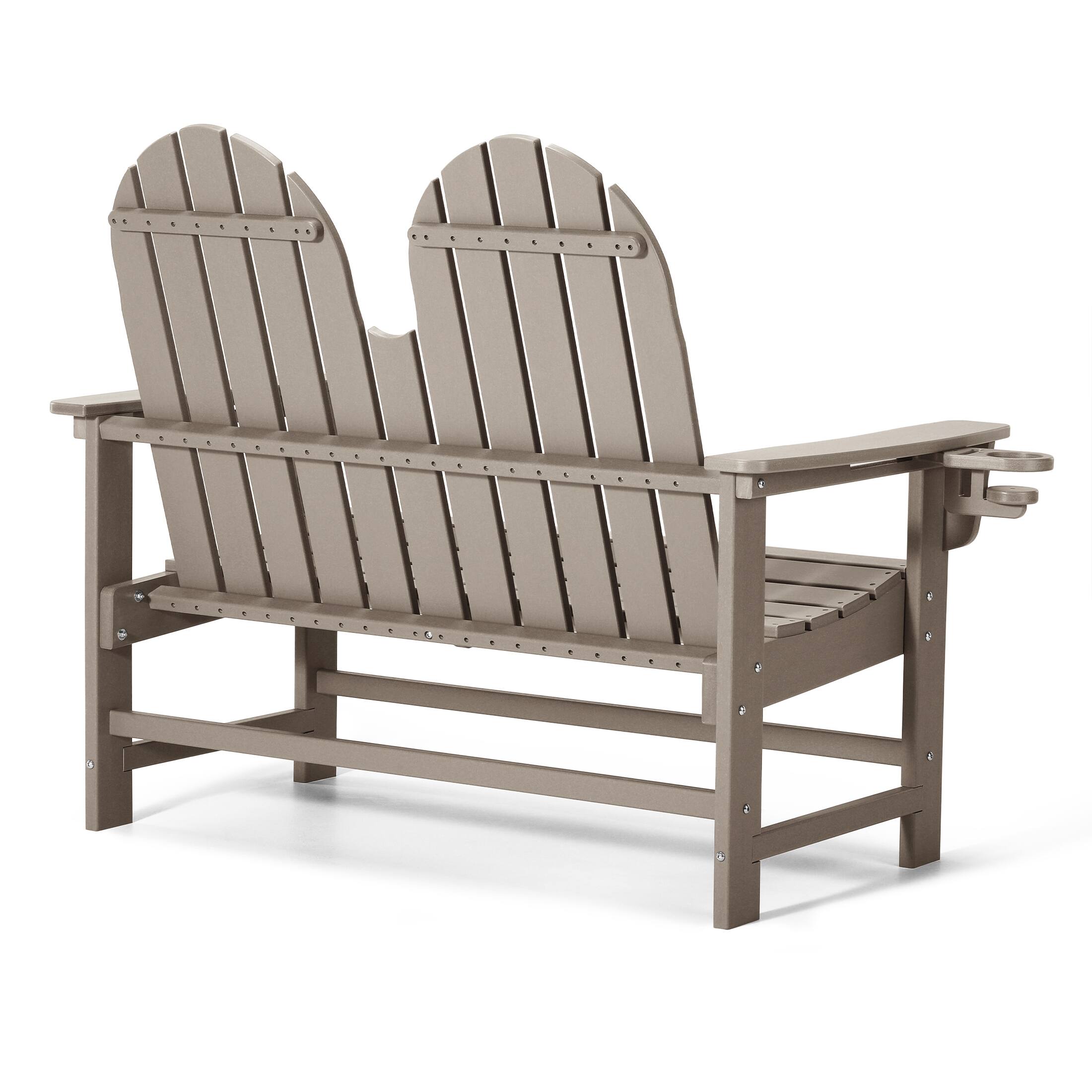 Back. WestinTrends - WestinTrends St. Augustine Outdoor Patio 49" HDPE Adirondack Garden Bench - Weathered Wood.