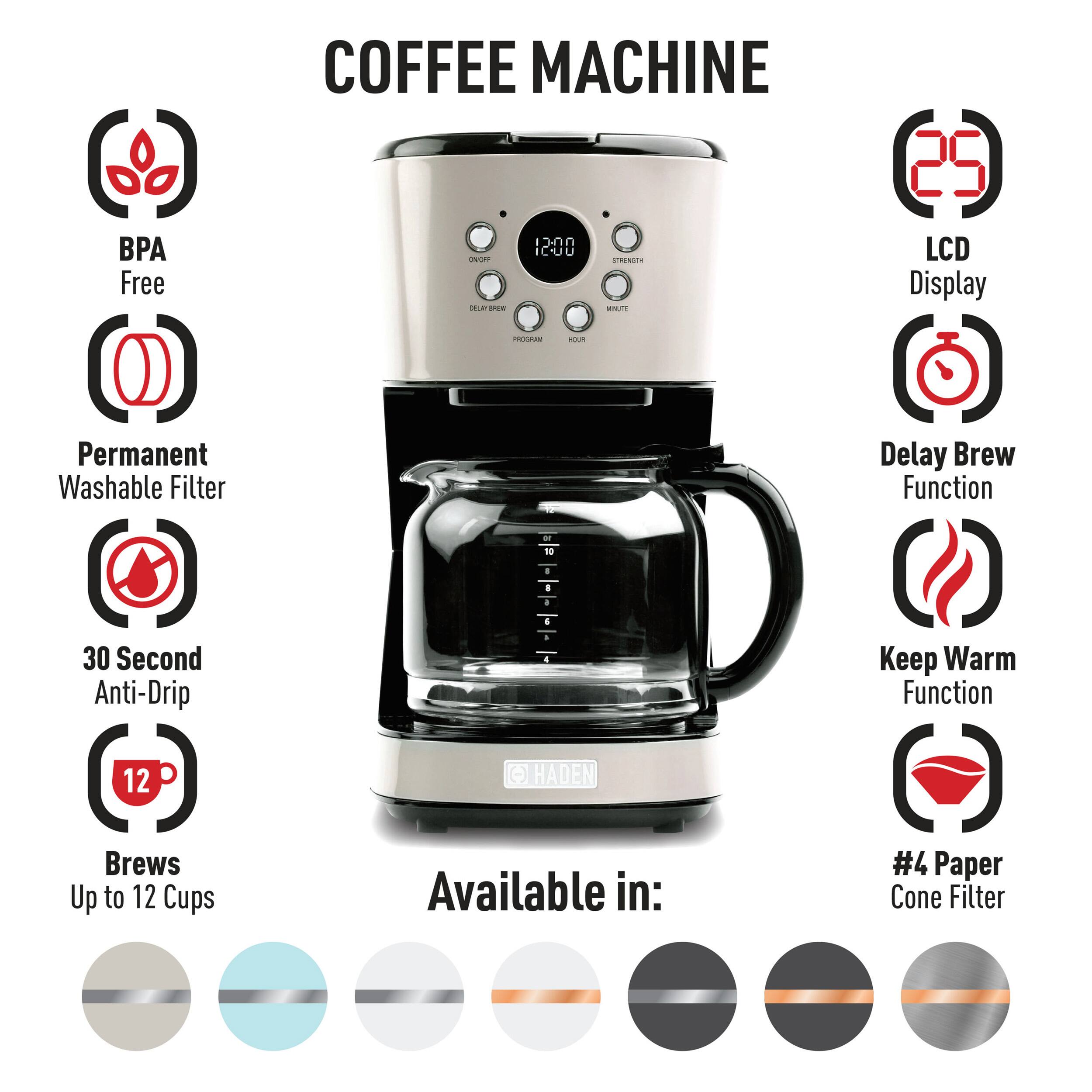 Alt View 1. Haden - 12-Cup Programmable Coffee Maker with Strength Control and Timer - Putty.