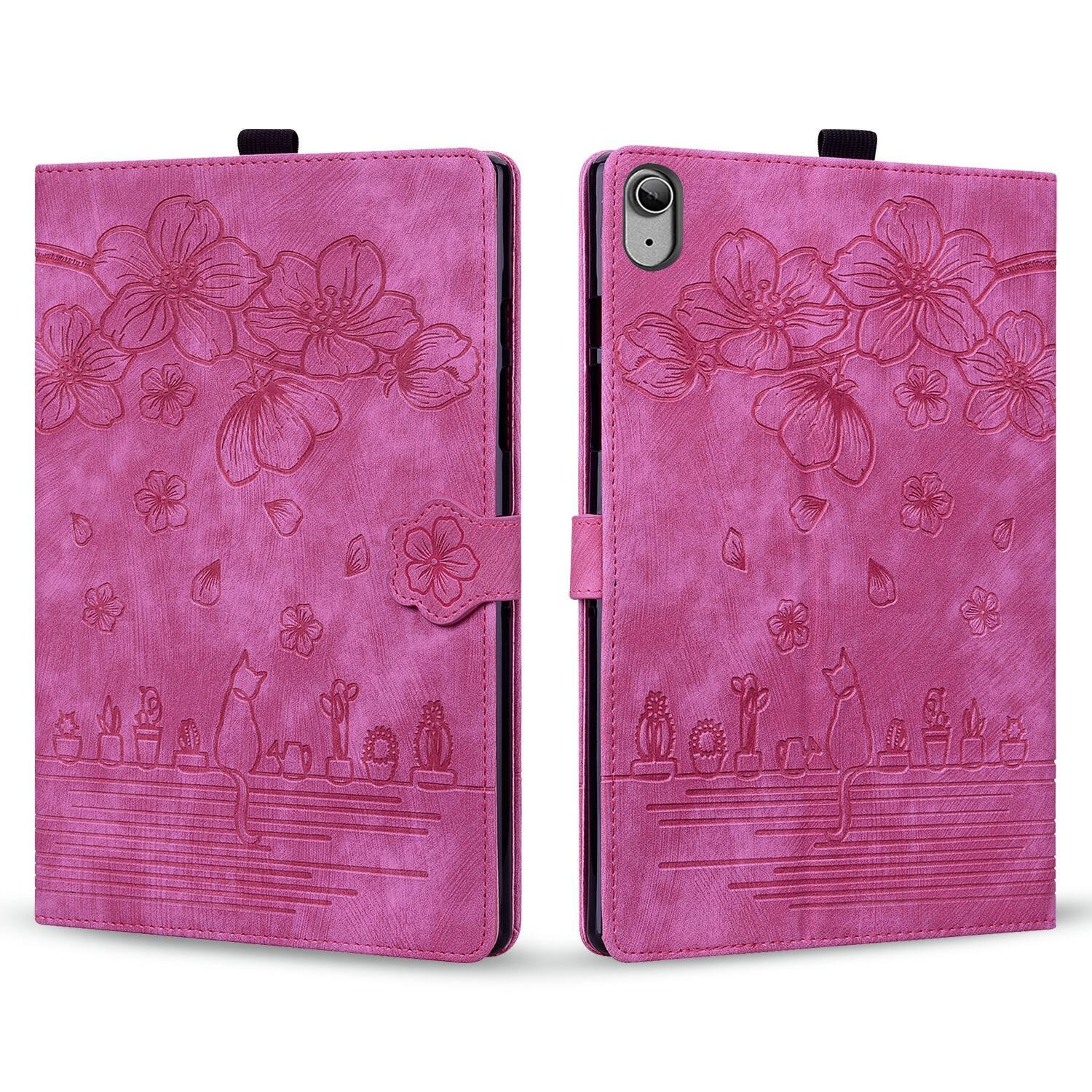 Alt View 1. Dteck - For Apple iPad (A16) 11" 2025/iPad 10th 2022 Embossed Flower Pattern Folio Case Card Slots Kickstand Cover - Rose.