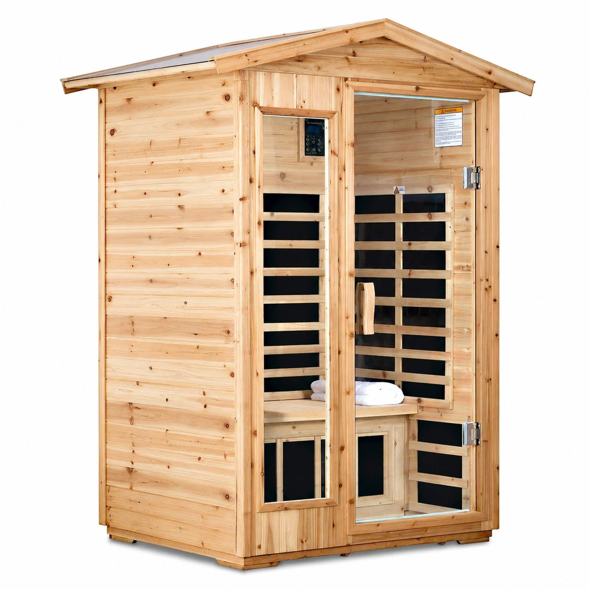 RYHNUYNE - 2 Person Far Infrared Outdoor Sauna Room, Old Fir Wood, 1750W, 6 Heating Panels, Bluetooth Audio, LED Light, 120V - Natural price history on PriceWatchPro