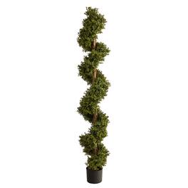 BreeBe - 6' Boxwood Spiral Topiary Artificial Tree (Indoor/Outdoor) - Green