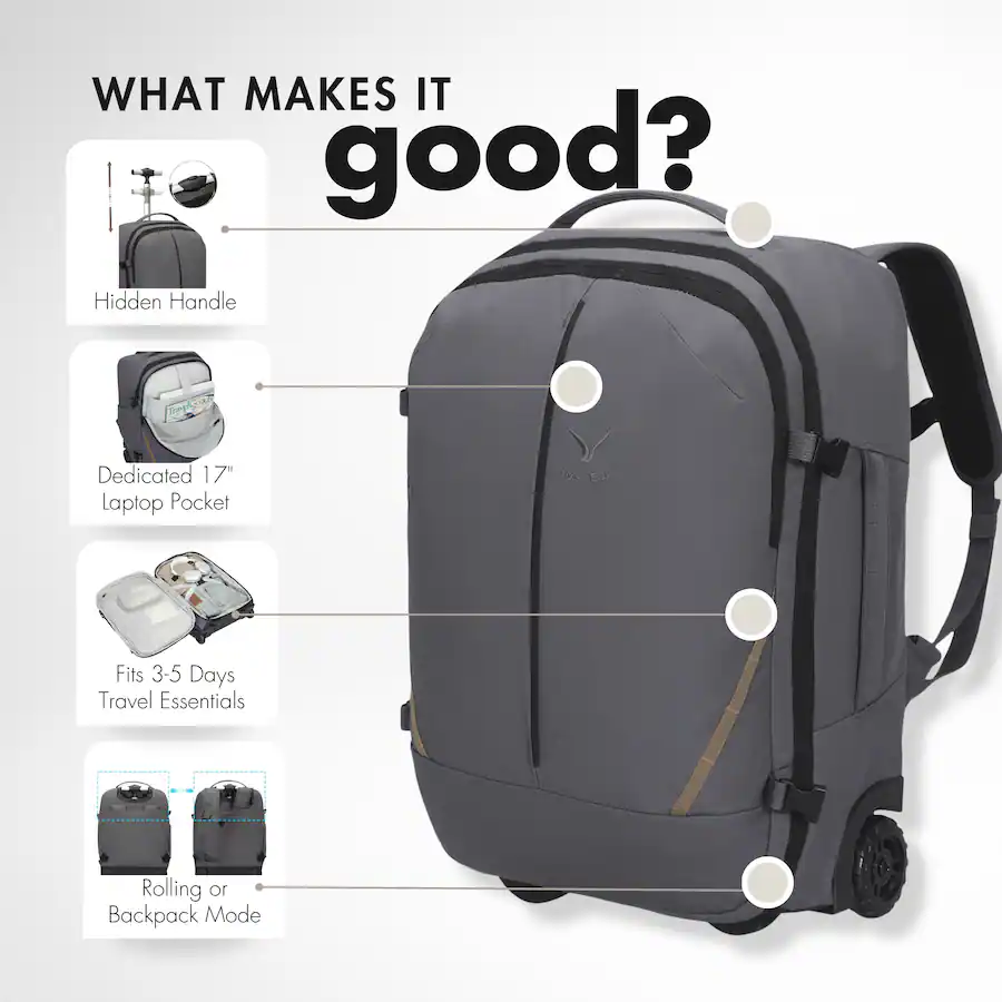 Pilot Rucksacks Hynes Eagle Duo 2 in 1 Rolling Travel Backpack Stone Grey Yellow - Best Buy