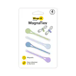 Wrap-It Storage - MagnaTies 4-Pack Macaron - Cool - Magnetic Cord Ties - Assorted Colors