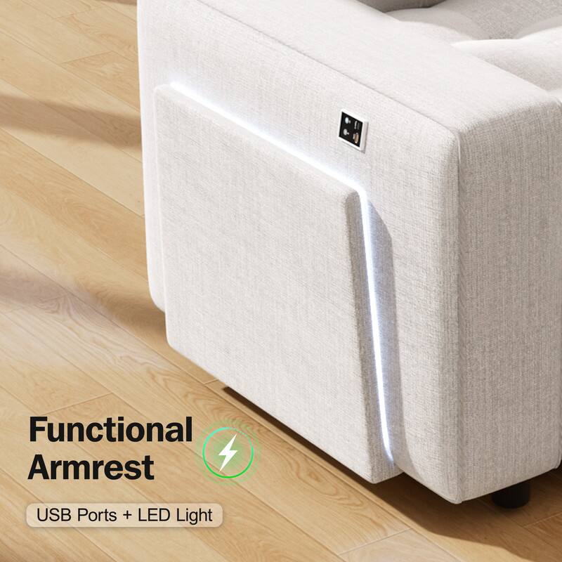 Functional Armrest USB Ports + LED Light