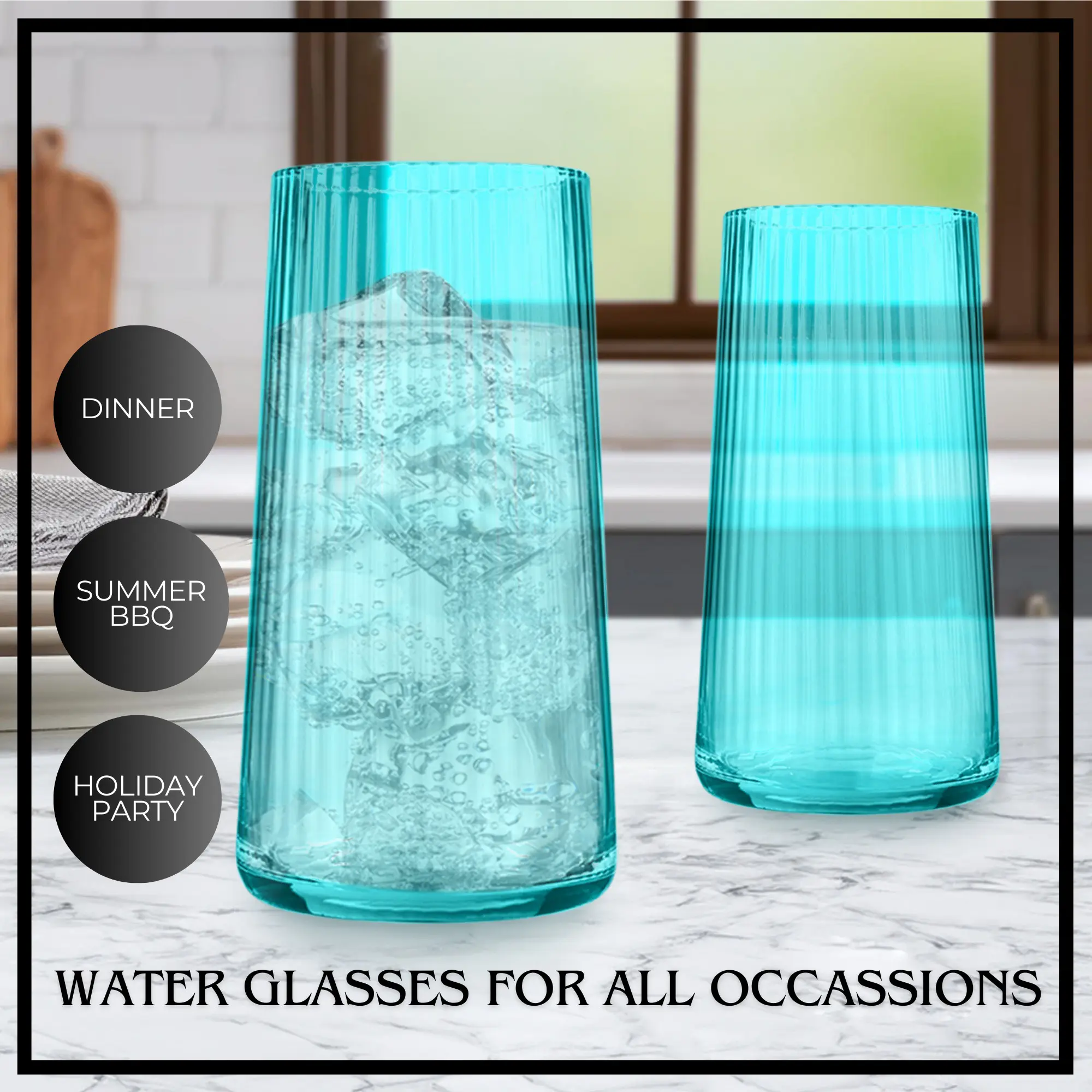DINNER SUMMER BBQ HOLIDAY PARTY WATER GLASSES FOR ALL OCCASIONS