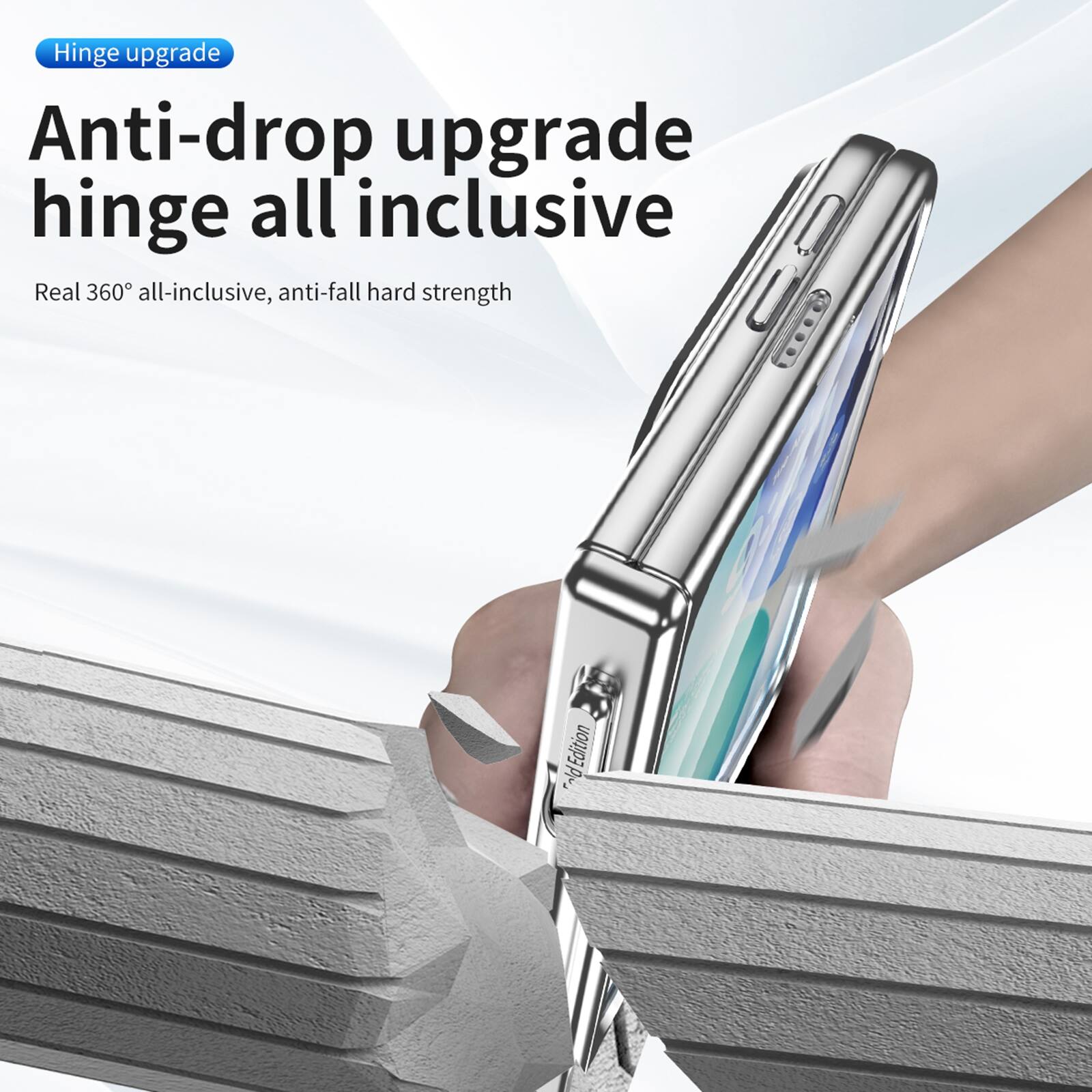 Hinge upgrade  
Anti-drop upgrade hinge all inclusive  
Real 360° all-inclusive, anti-fall hard strength  
plus Edition