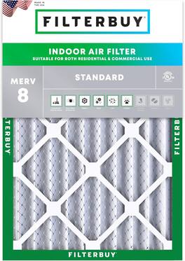 Filterbuy - 12x16x4 MERV 8 Dust & Allergy Defense, Electrostatic Pleated HVAC AC Furnace Air Filters Replacement (1-Pack) - Silver