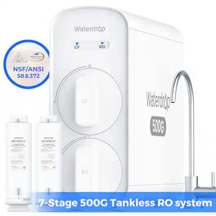 Waterdrop CF RO C
WATER QUALITY - NSF/ANSI 58 & 372
Waterdrop WD-RG15-CF
7-Stage 500G Tankless RO system