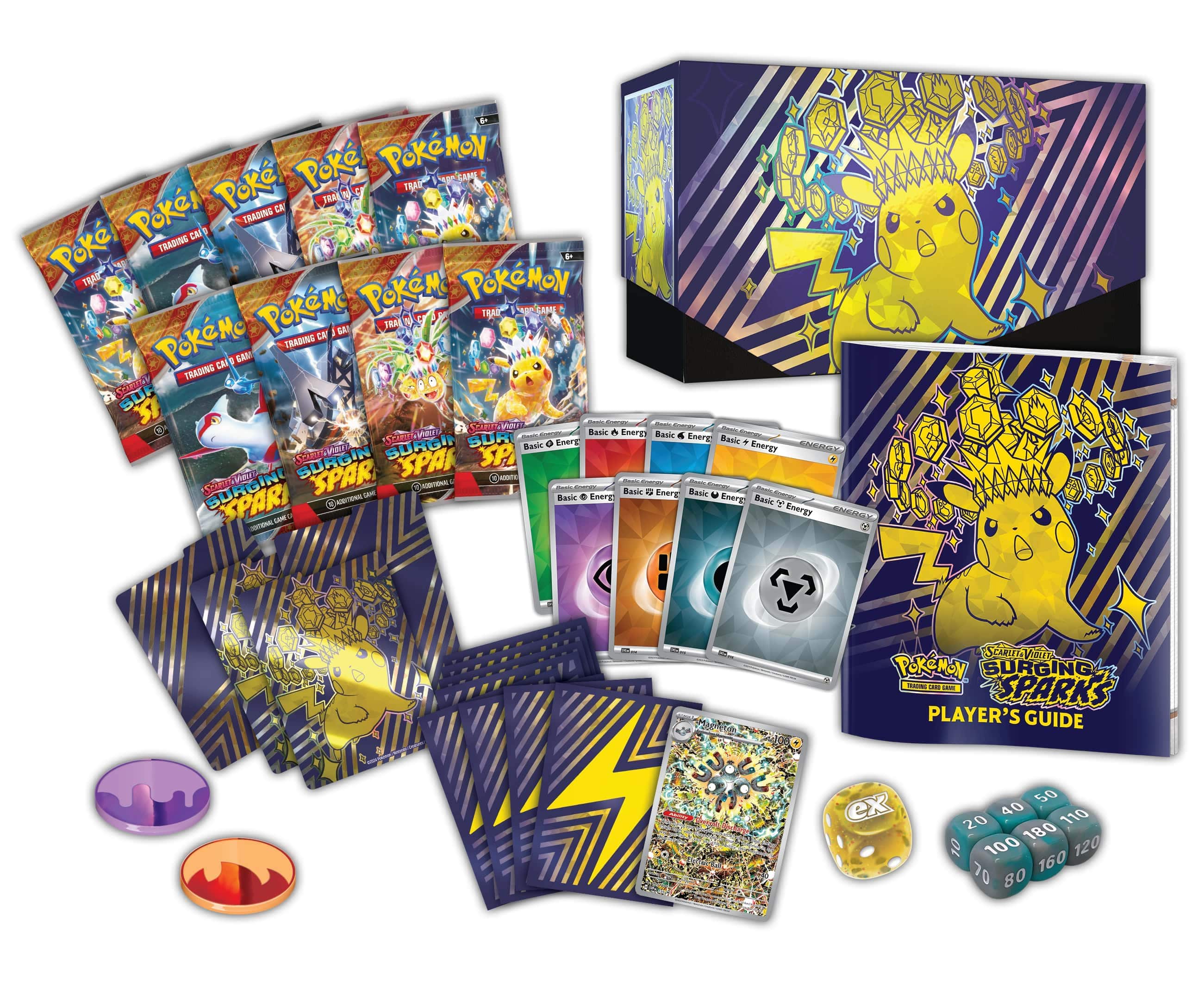 Pokemon Trading Card Game: Player's Guide, Basic Energy Cards, Basic Pokemon Cards, Basic Trainer Cards, Emerging Powers Cards, and Sparks of Genius Cards.